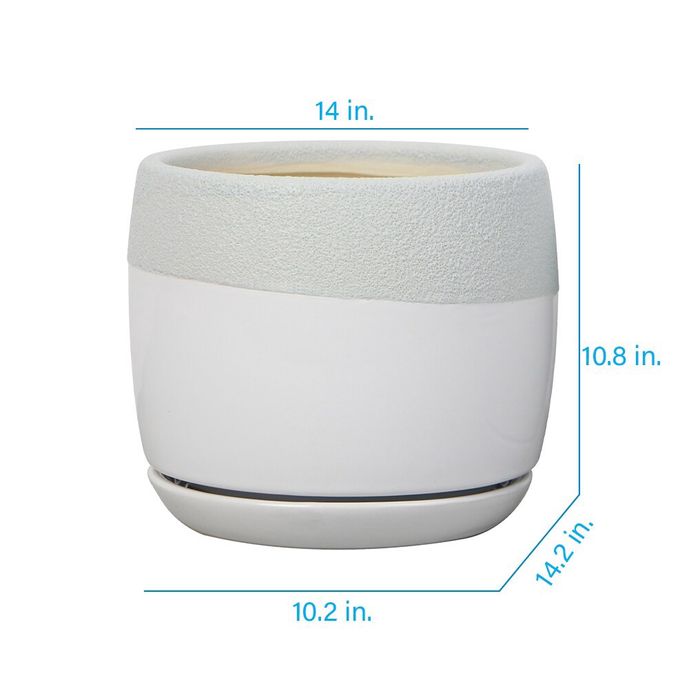 slide 3 of 6, allen + roth Round 6.02-in W x 6.02-in L Gray Ceramic Indoor Planter, 1 ct