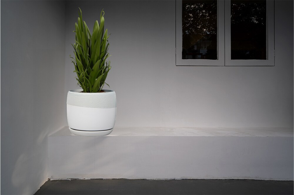 slide 4 of 6, allen + roth Round 6.02-in W x 6.02-in L Gray Ceramic Indoor Planter, 1 ct