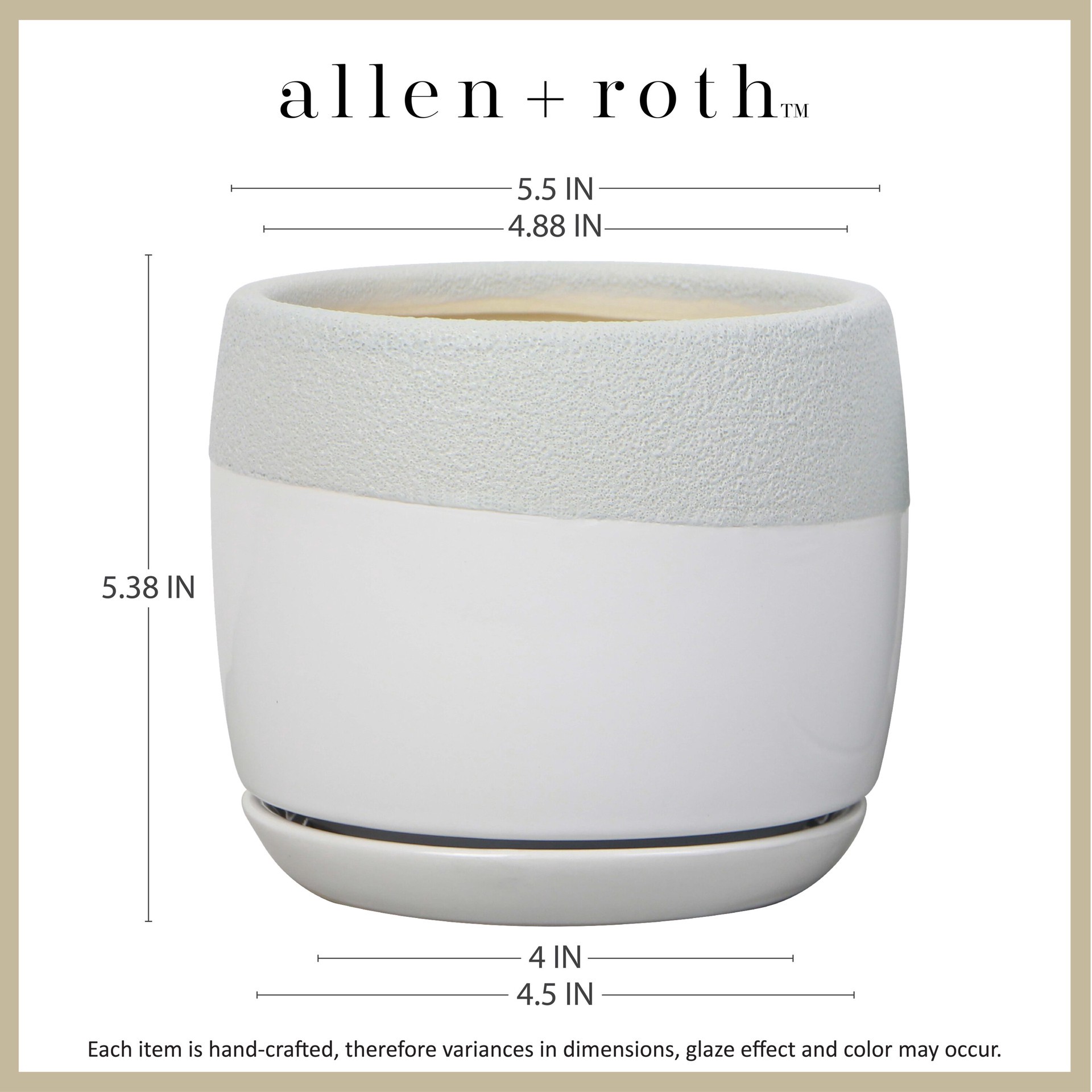 slide 6 of 6, allen + roth Round 6.02-in W x 6.02-in L Gray Ceramic Indoor Planter, 1 ct
