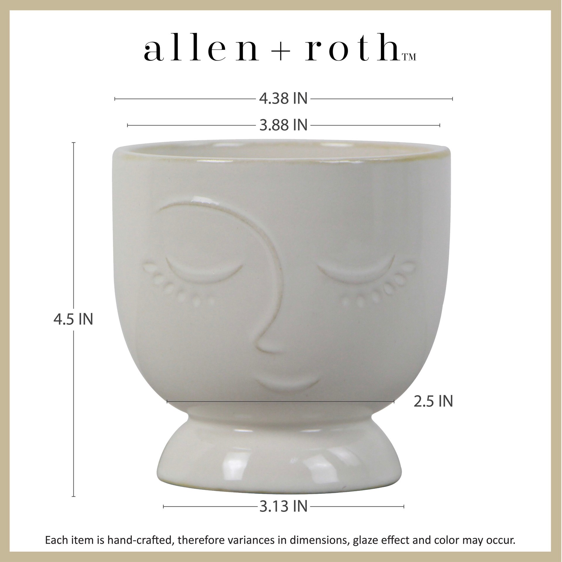 slide 6 of 6, allen + roth Round 4.41-in W x 4.41-in L White Ceramic Indoor Planter, 1 ct