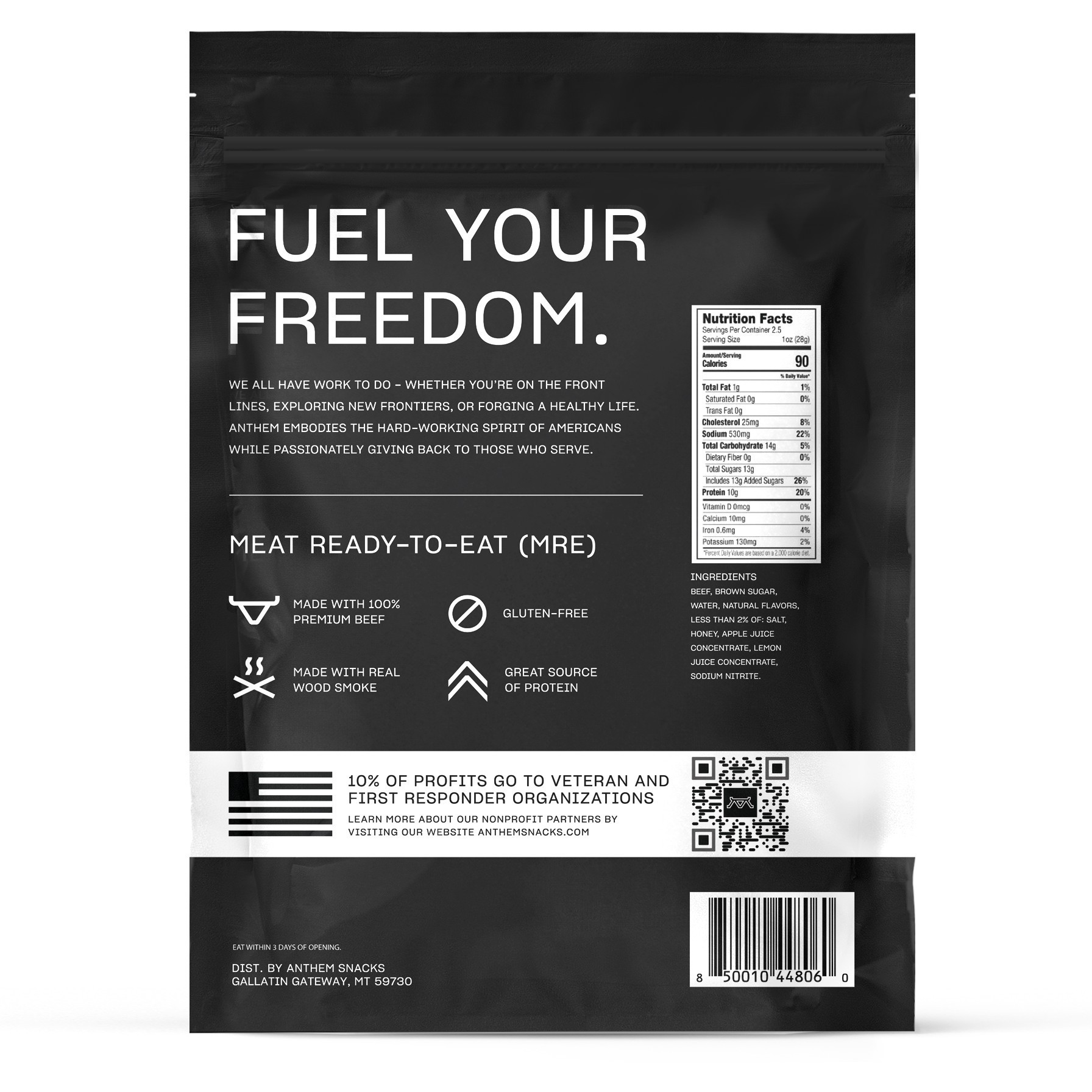 slide 2 of 4, ANTHEM Peppered 2.5-oz Meat Snacks, 1 ct