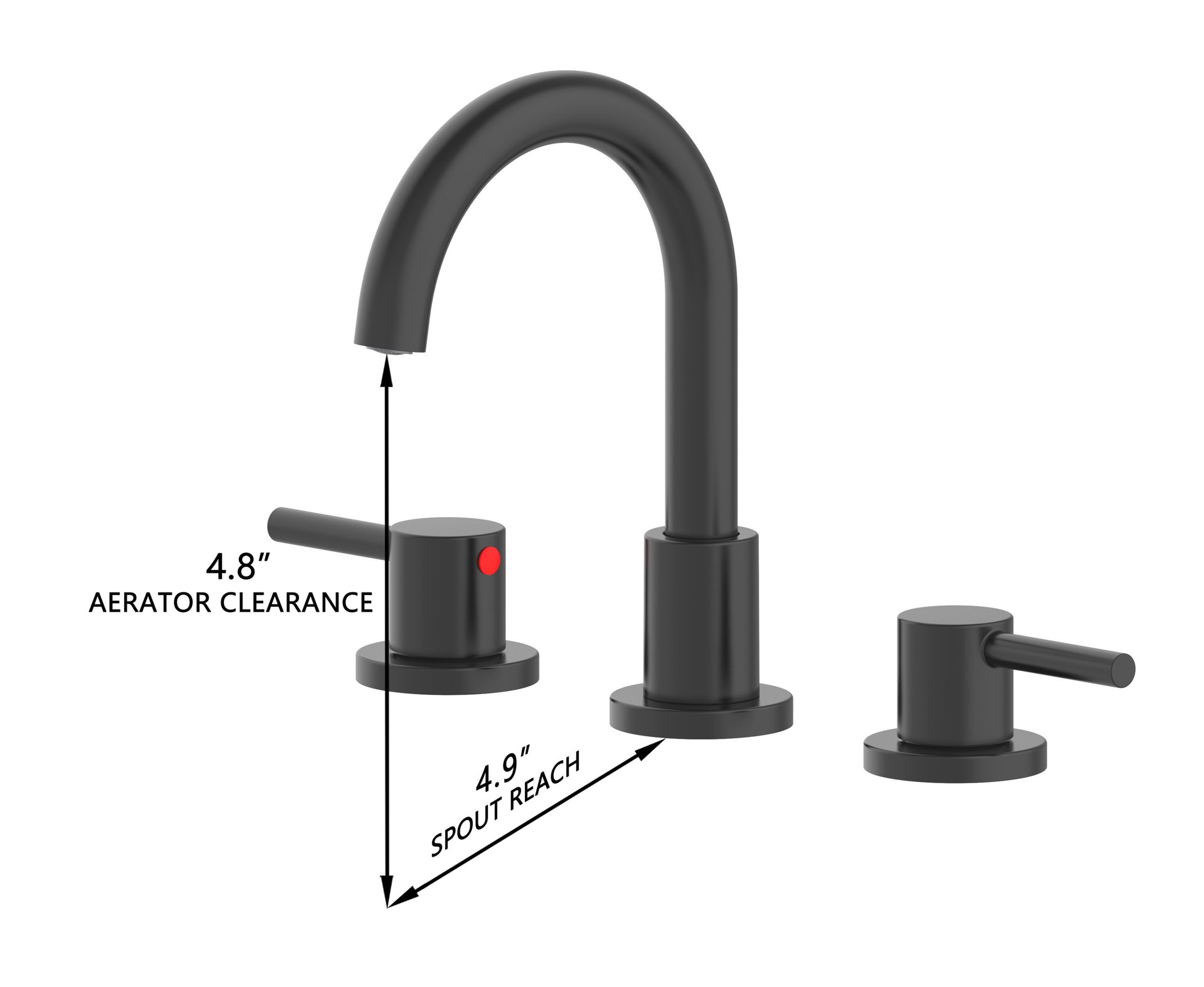slide 4 of 6, Project Source Matte Black Widespread 2-handle WaterSense Mid-arc Residential Handle Bathroom Sink Faucet with Drain, 1 ct