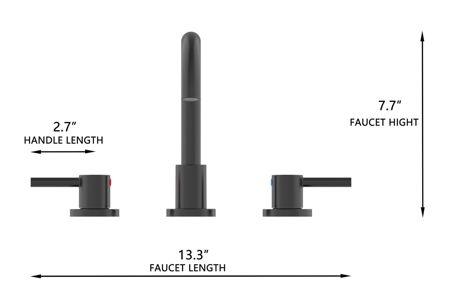 slide 5 of 6, Project Source Matte Black Widespread 2-handle WaterSense Mid-arc Residential Handle Bathroom Sink Faucet with Drain, 1 ct