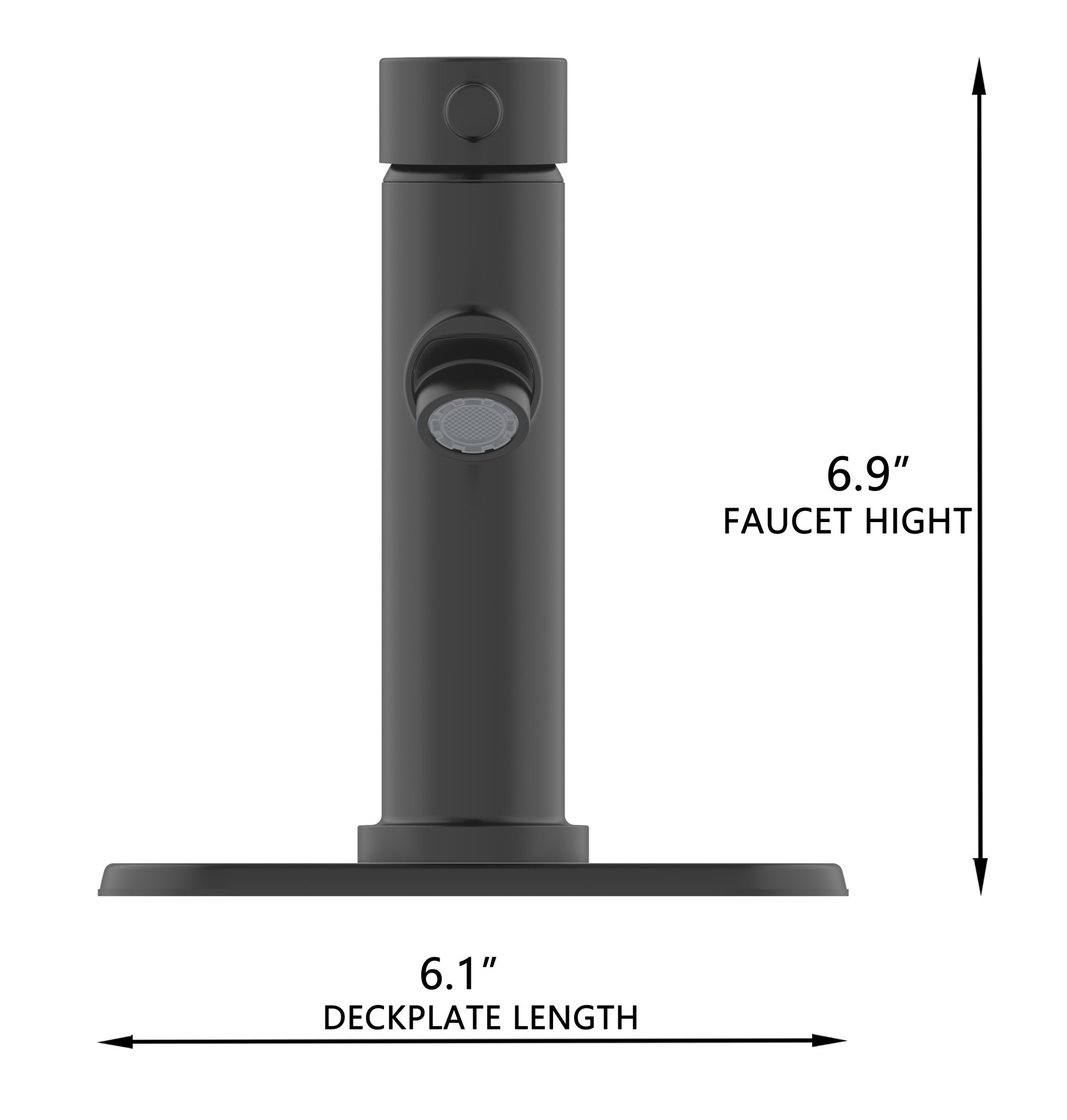 slide 4 of 6, Project Source Idlewood Matte Black Single hole 1-handle WaterSense Mid-arc Residential Handle Bathroom Sink Faucet with Drain with Deck Plate, 1 ct