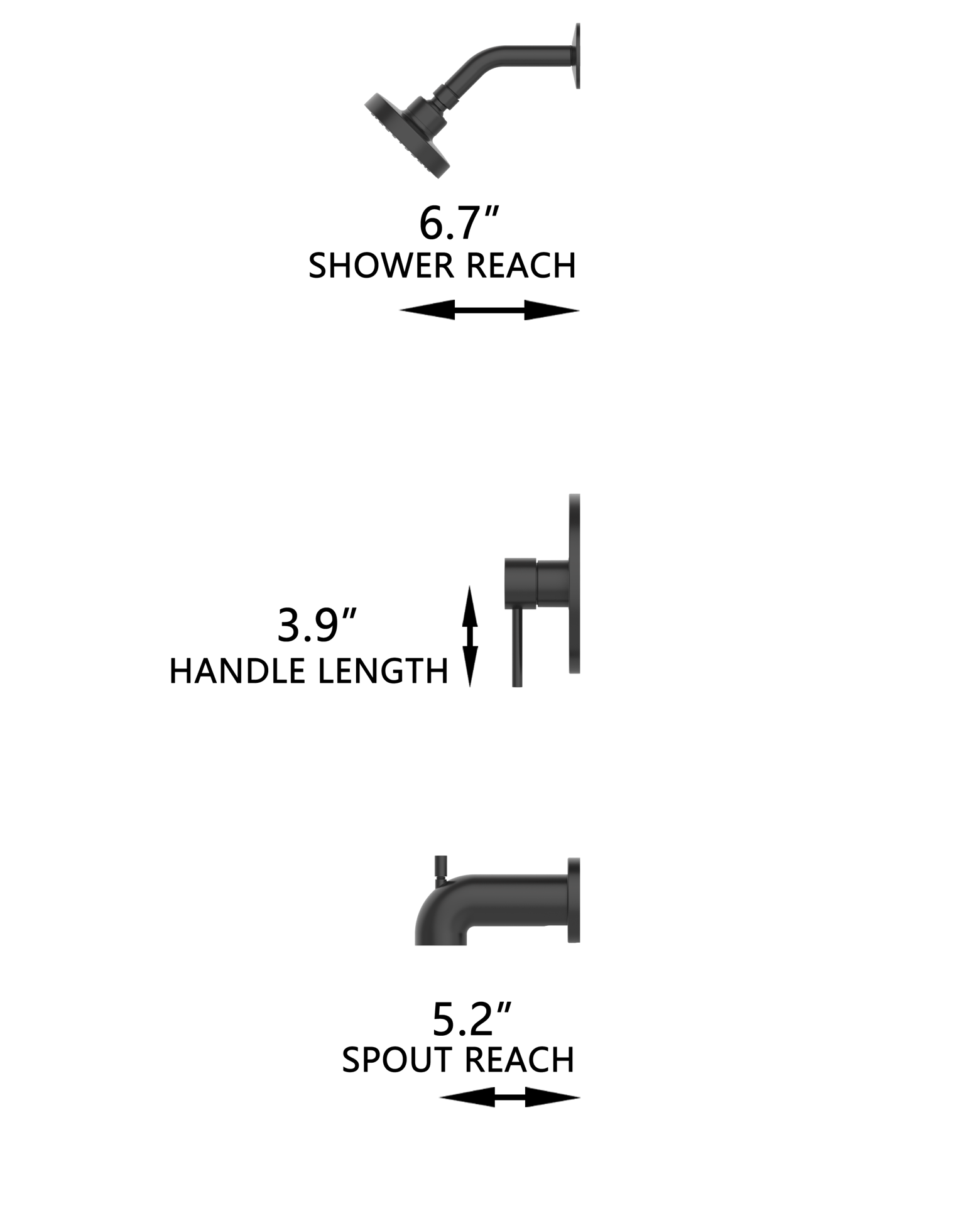 slide 3 of 6, Project Source Matte Black 1-handle 3.94-in Round Bathtub and shower Faucet with Valve (Single Function), 1 ct