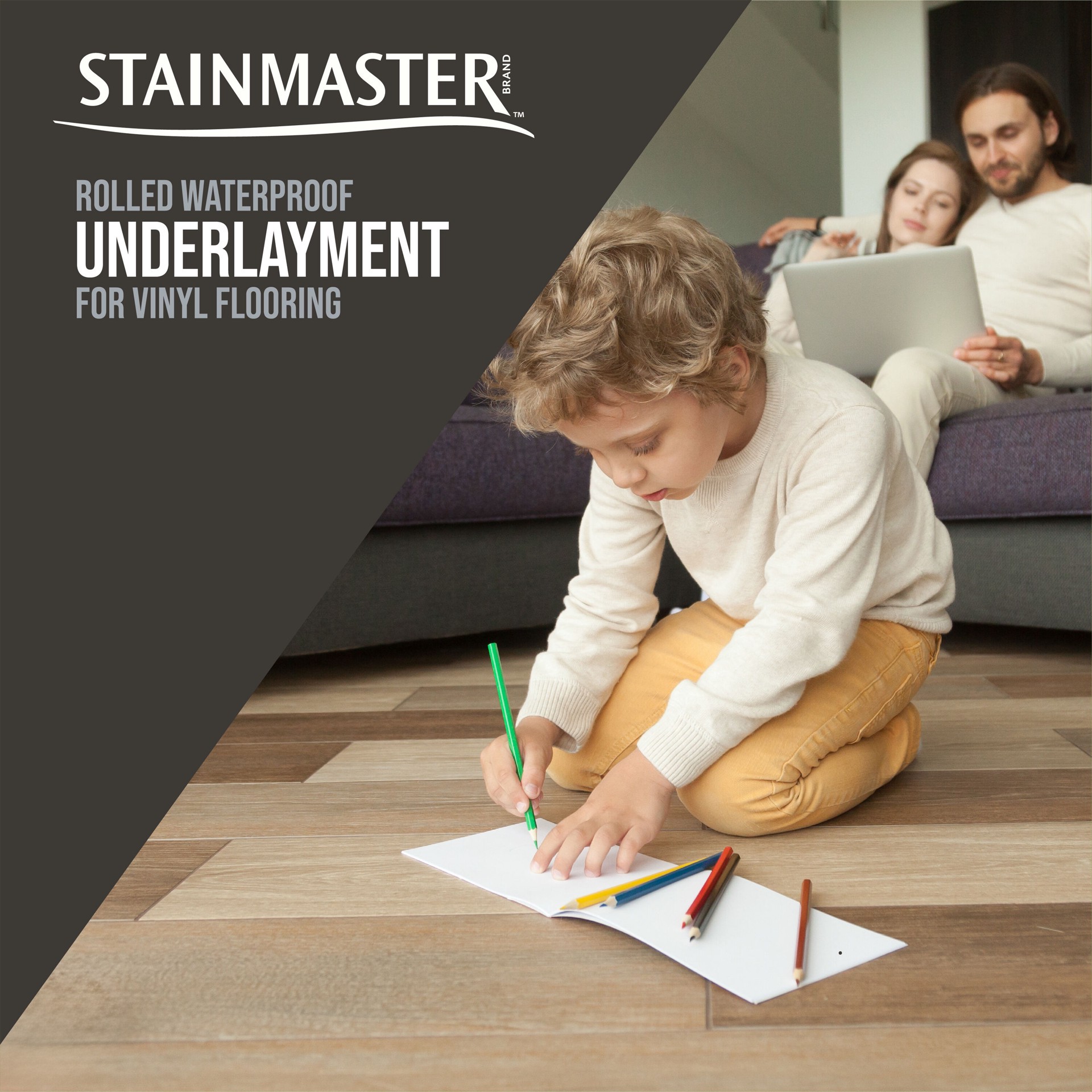 slide 2 of 6, STAINMASTER Waterproof Vinyl Plank 75-sq ft 3.0-ft W x 25.0-ft L x 2.0 -mm T Premium Foam Moisture Resistant Flooring Underlayment For Use Under Vinyl Plank,, 1 ct