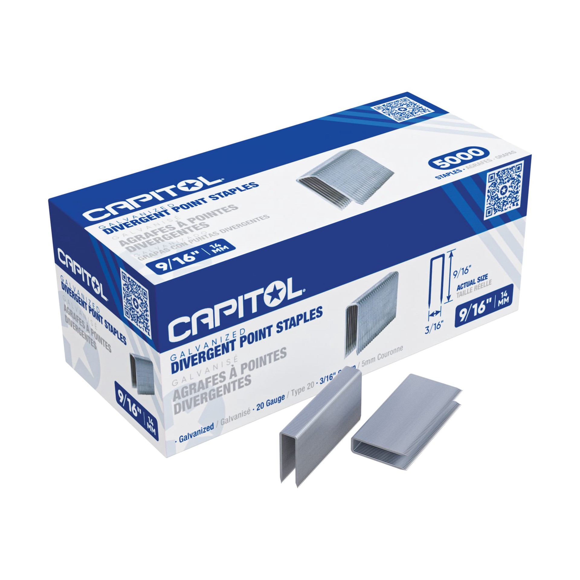 slide 5 of 6, Capitol 9/16-in Leg x 3/8-in 20 -Gauge Flooring staples 5000 -Per Box, 1 ct