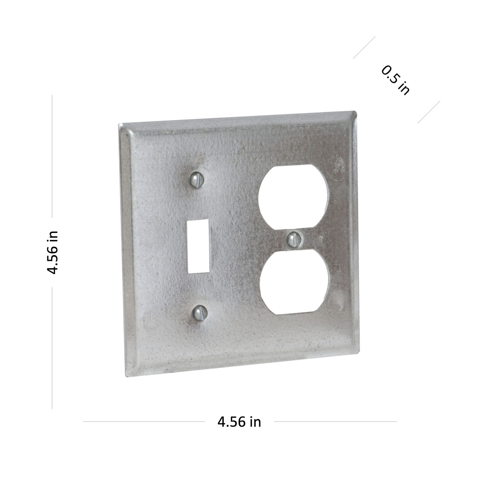 slide 5 of 6, Hubbell RACO 2 -Gang Standard Size Gray Metal Indoor Toggle/Duplex Wall Plate, 1 ct