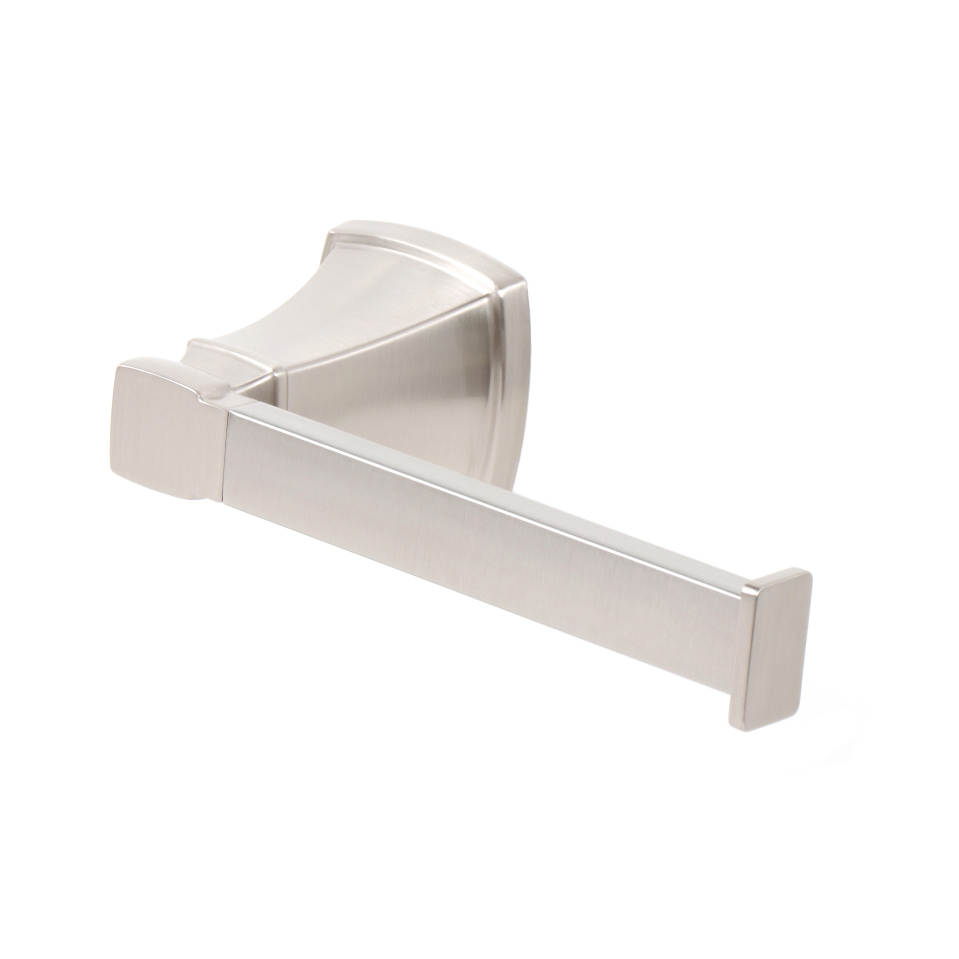 slide 4 of 6, allen + roth 3 -Piece Chesler Brushed Nickel Decorative Bathroom Hardware Set Towel Bar, Toilet Paper Holder, Towel Ring Included, 1 ct