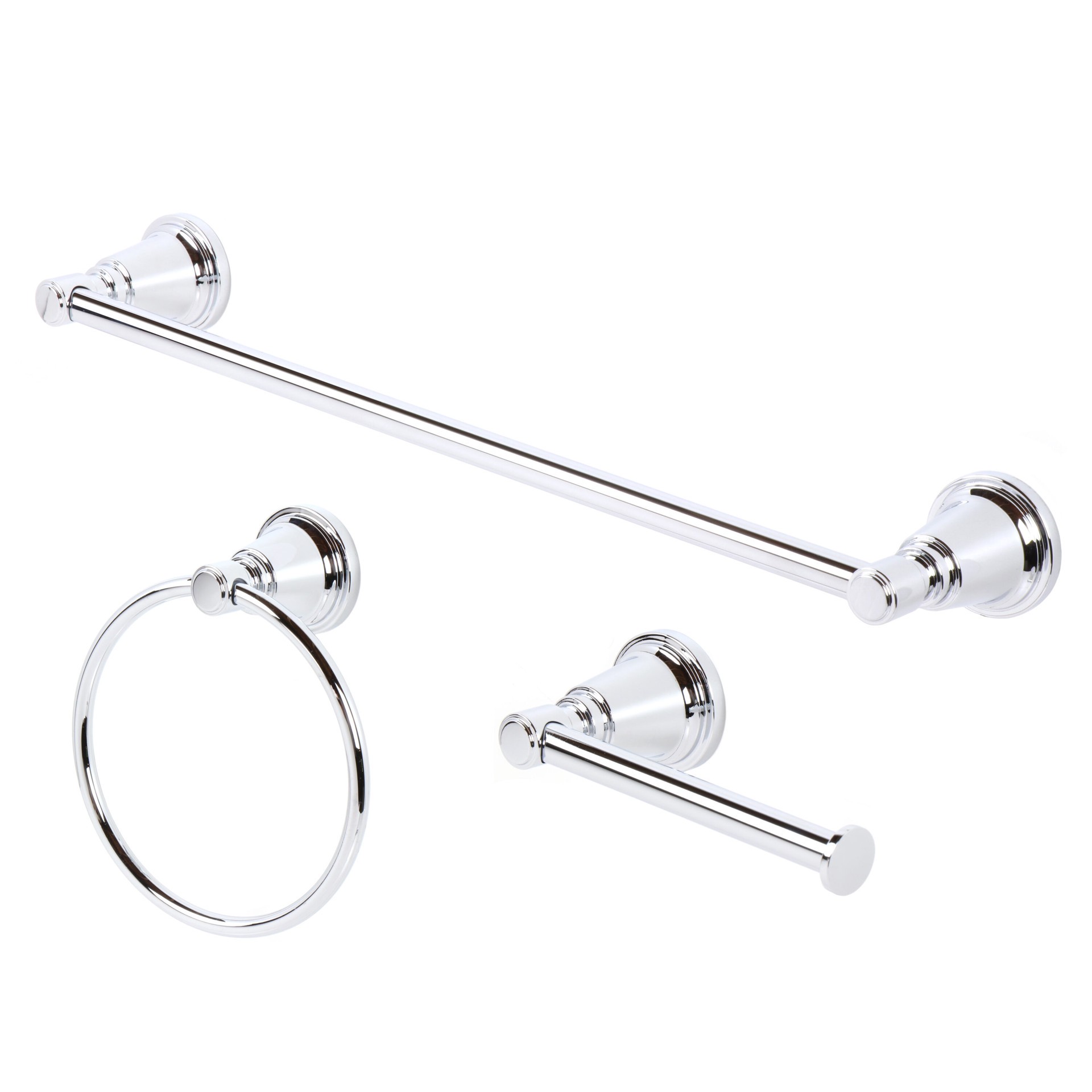 slide 6 of 6, allen + roth Townley 18-in Chrome Wall mount Single Towel Bar, 1 ct