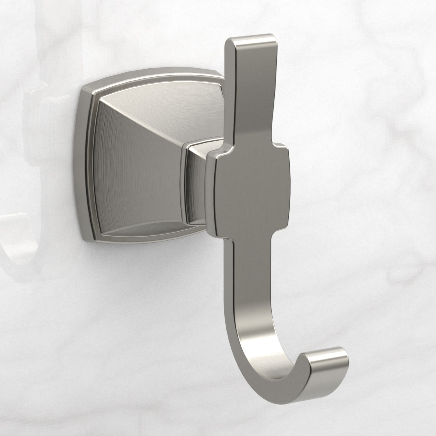 slide 3 of 6, allen + roth Chesler Brushed Nickel Double -Hook Wall mount Towel Hook, 1 ct