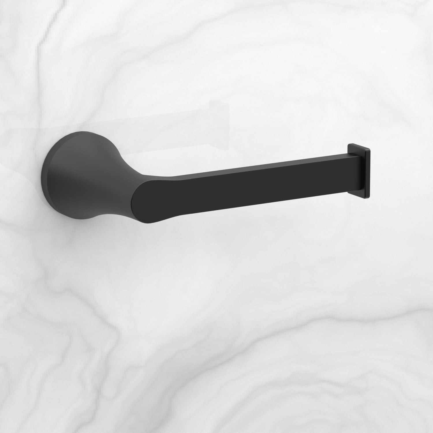 slide 2 of 5, allen + roth Candace Matte Black Tank Single post Toilet Paper Holder 1 -Rolls, 1 ct