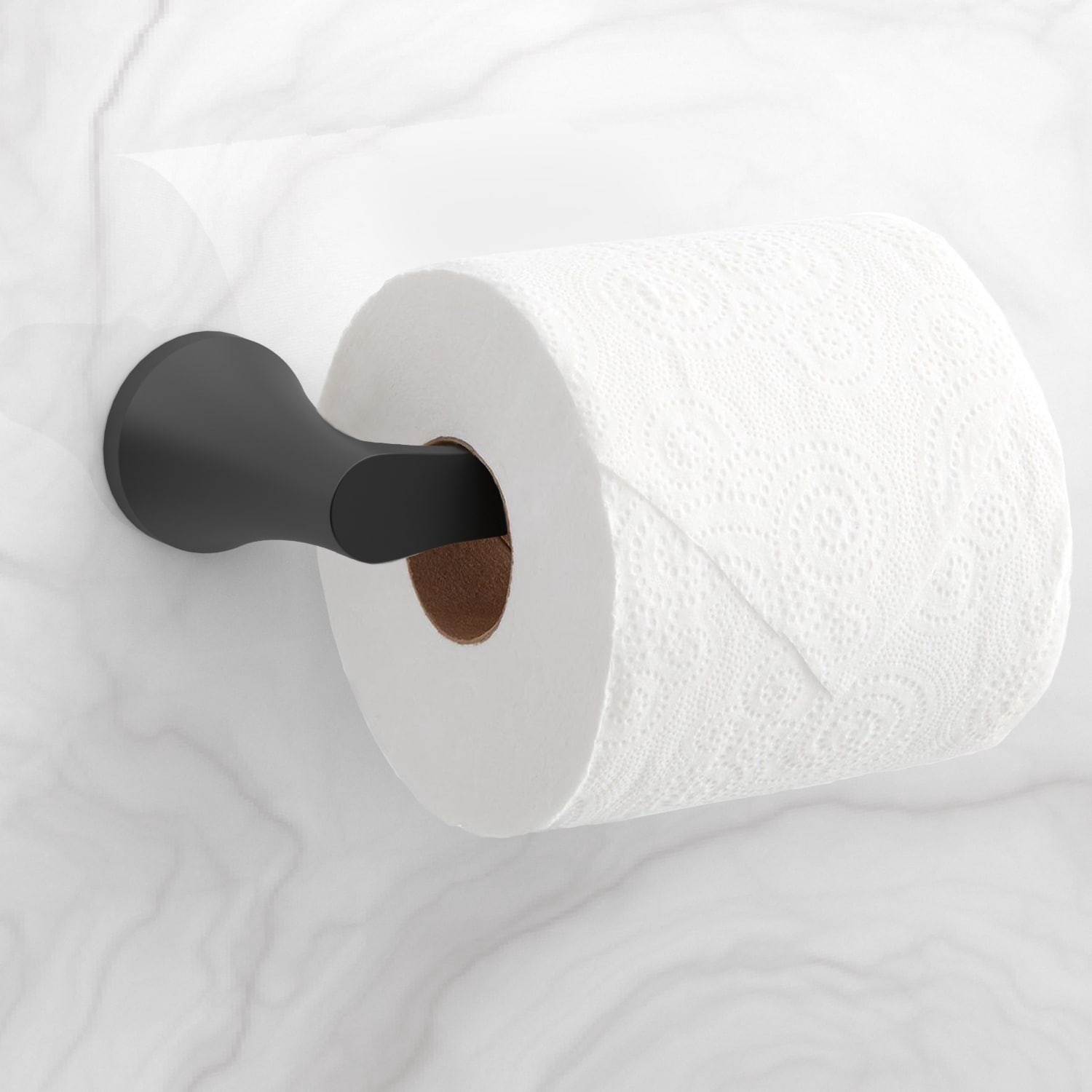 slide 3 of 5, allen + roth Candace Matte Black Tank Single post Toilet Paper Holder 1 -Rolls, 1 ct