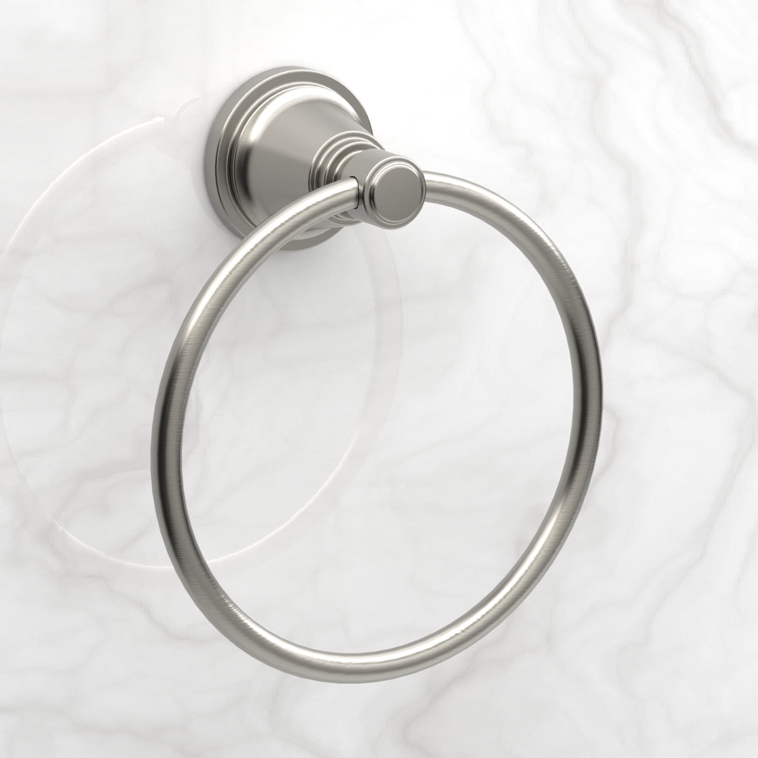 slide 2 of 5, allen + roth Townley Brushed Nickel Wall mount Single Towel Ring, 1 ct