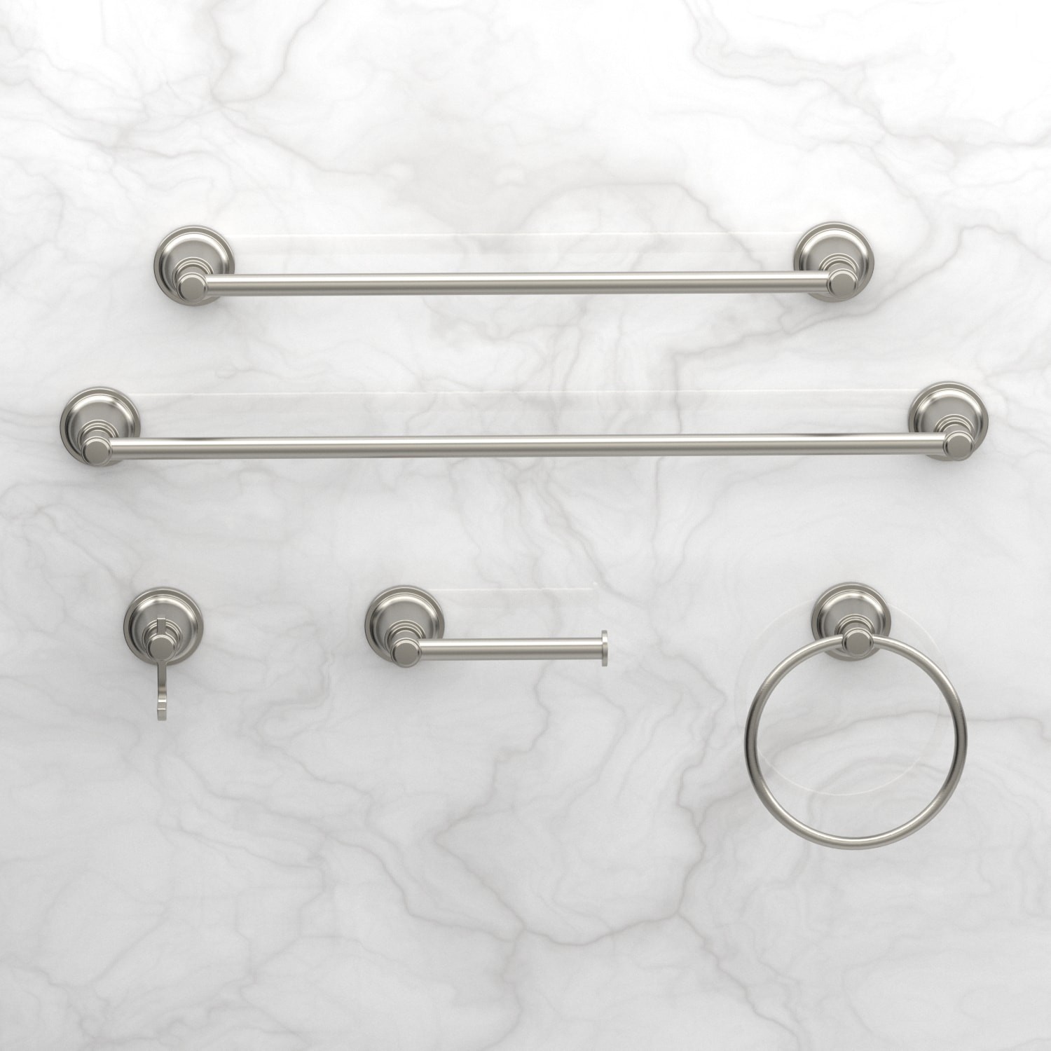 slide 4 of 5, allen + roth Townley Brushed Nickel Wall mount Single Towel Ring, 1 ct