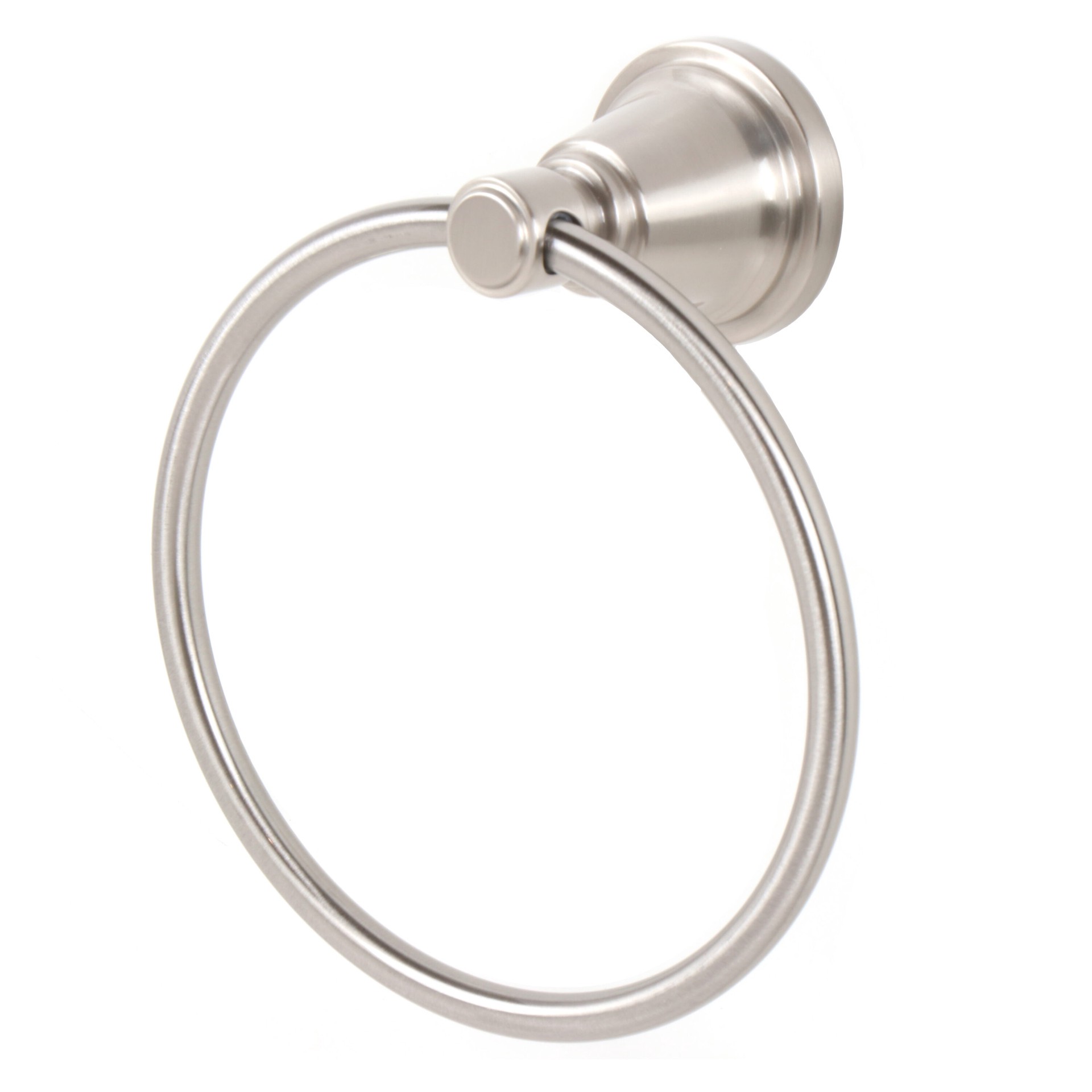 slide 1 of 5, allen + roth Townley Brushed Nickel Wall mount Single Towel Ring, 1 ct