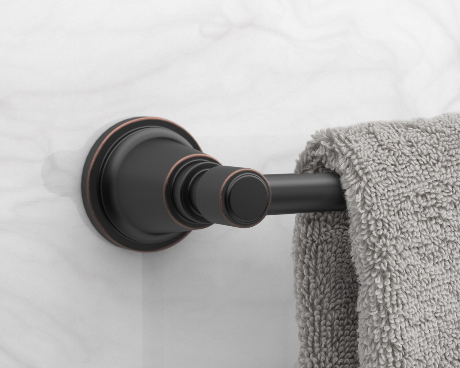 slide 4 of 5, allen + roth Townley 18-in Oil Rubbed Bronze Wall mount Single Towel Bar, 1 ct
