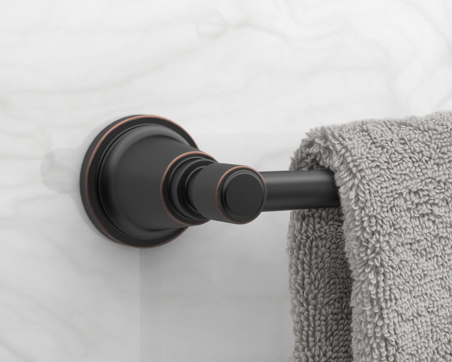 slide 4 of 5, allen + roth Townley 24-in Oil Rubbed Bronze Wall mount Single Towel Bar, 1 ct