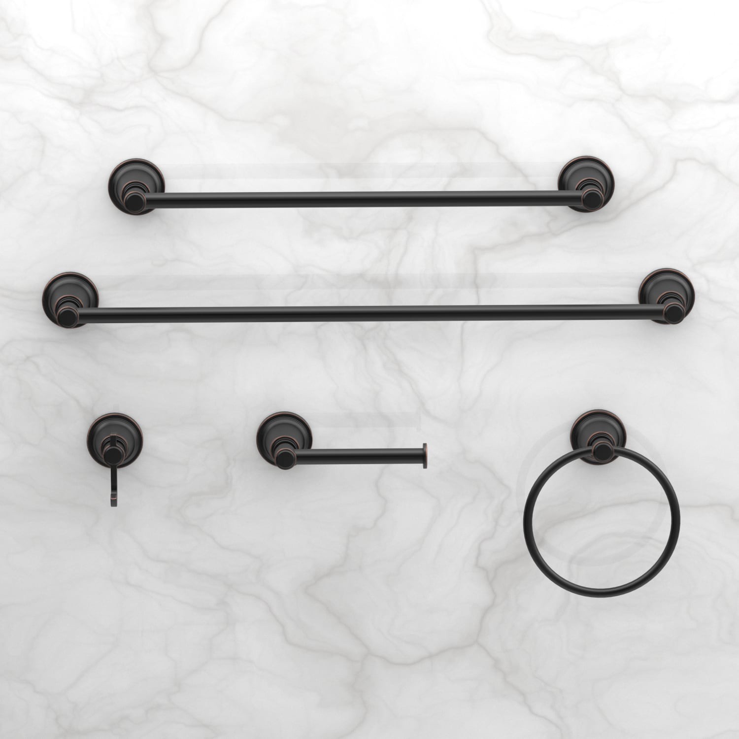 slide 5 of 5, allen + roth Townley 24-in Oil Rubbed Bronze Wall mount Single Towel Bar, 1 ct