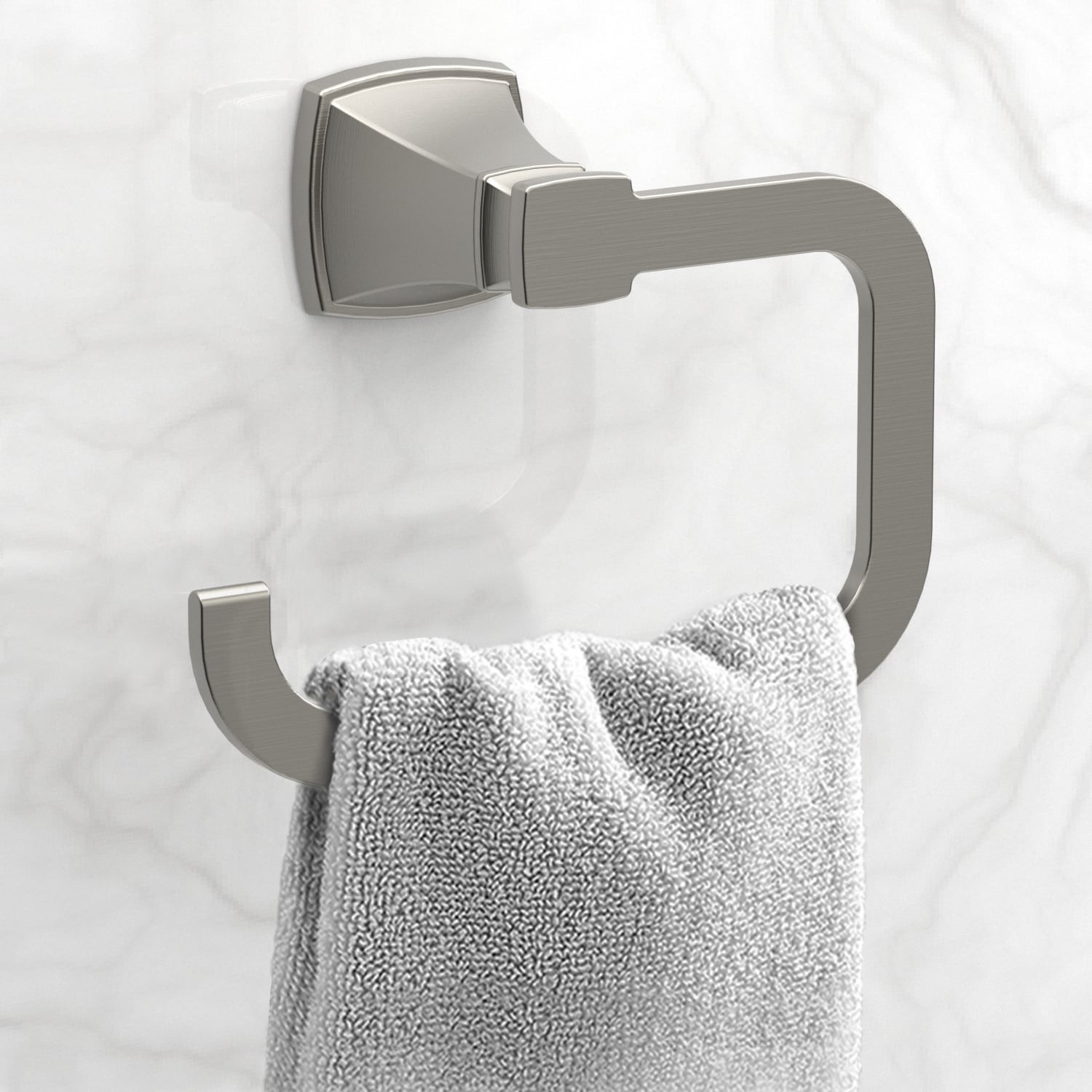 slide 3 of 5, allen + roth Chesler Brushed Nickel Wall mount Single Towel Ring, 1 ct