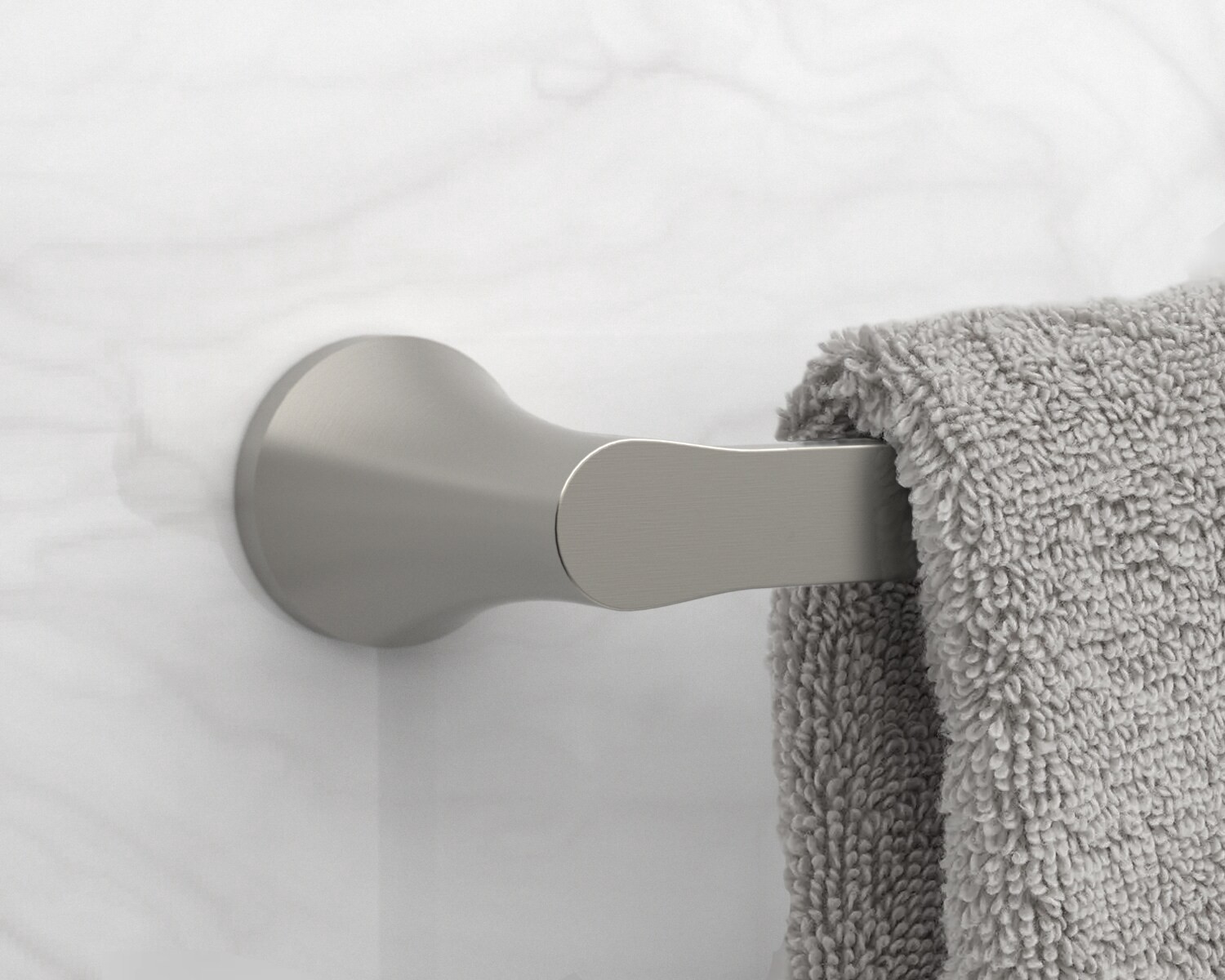 slide 6 of 6, allen + roth 3 -Piece Candace Brushed Nickel Decorative Bathroom Hardware Set Towel Bar, Toilet Paper Holder, Towel Ring Included, 1 ct