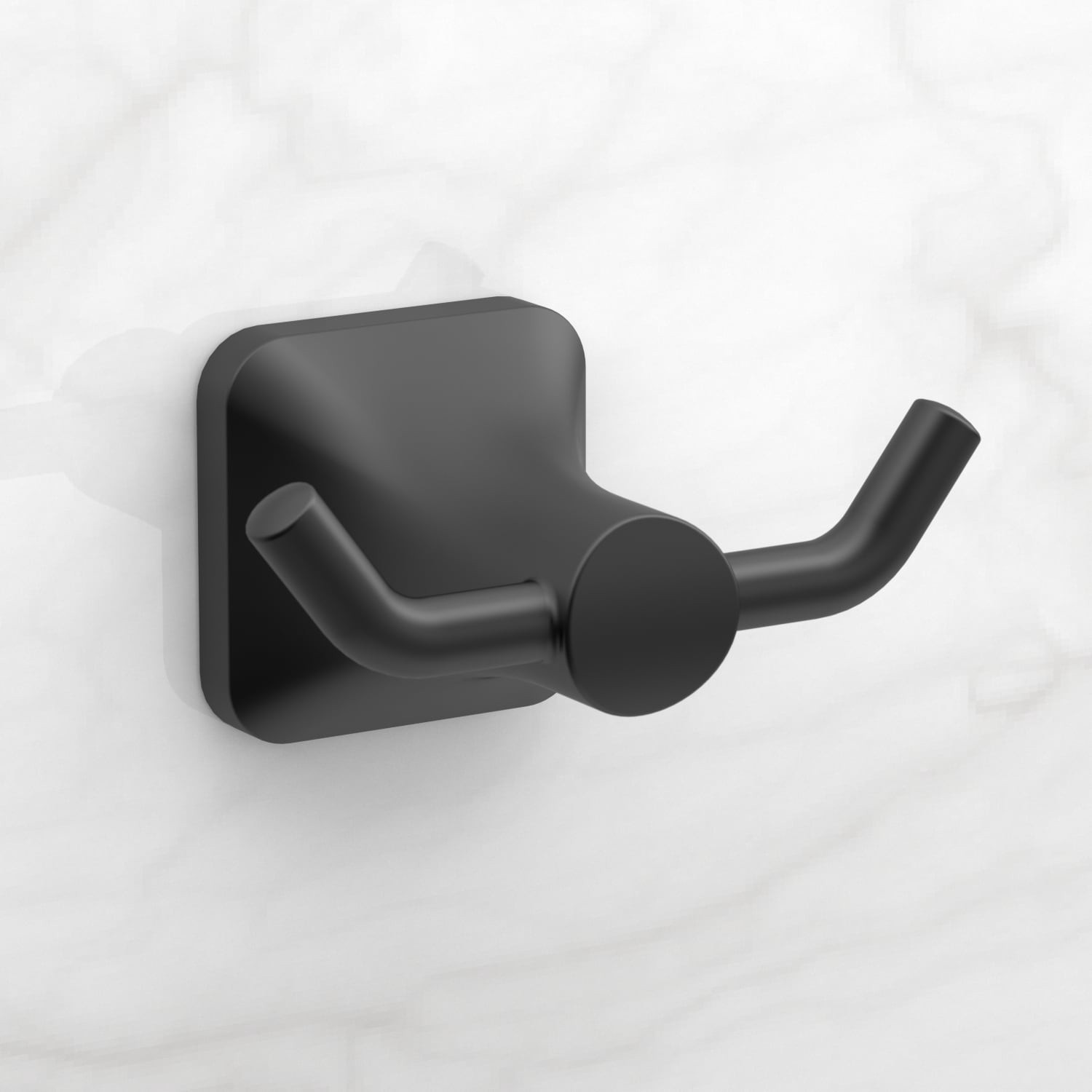 slide 2 of 5, allen + roth Dunmore Matte Black Double -Hook Wall mount Towel Hook, 1 ct