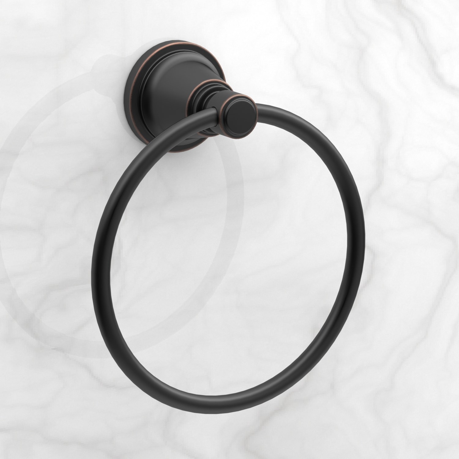 slide 2 of 5, allen + roth Townley Oil Rubbed Bronze Wall mount Single Towel Ring, 1 ct
