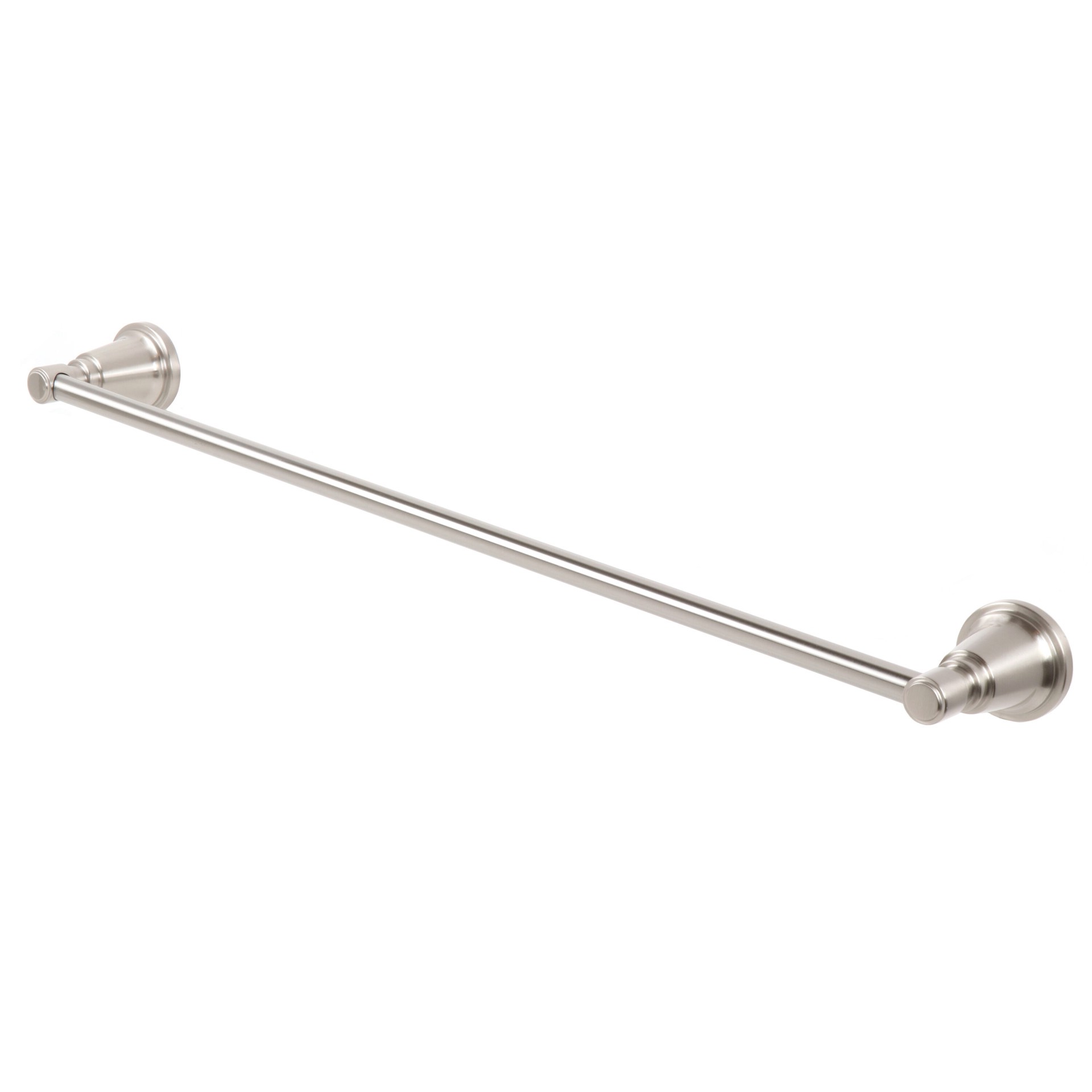 slide 6 of 6, allen + roth 3 -Piece Townley Brushed Nickel Decorative Bathroom Hardware Set Towel Bar, Toilet Paper Holder, Towel Ring Included, 1 ct