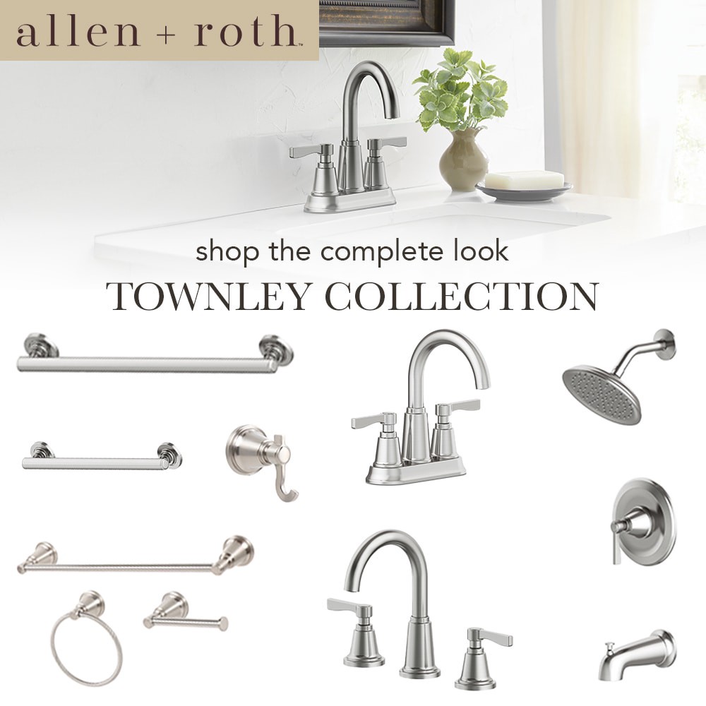 slide 2 of 6, allen + roth 3 -Piece Townley Brushed Nickel Decorative Bathroom Hardware Set Towel Bar, Toilet Paper Holder, Towel Ring Included, 1 ct