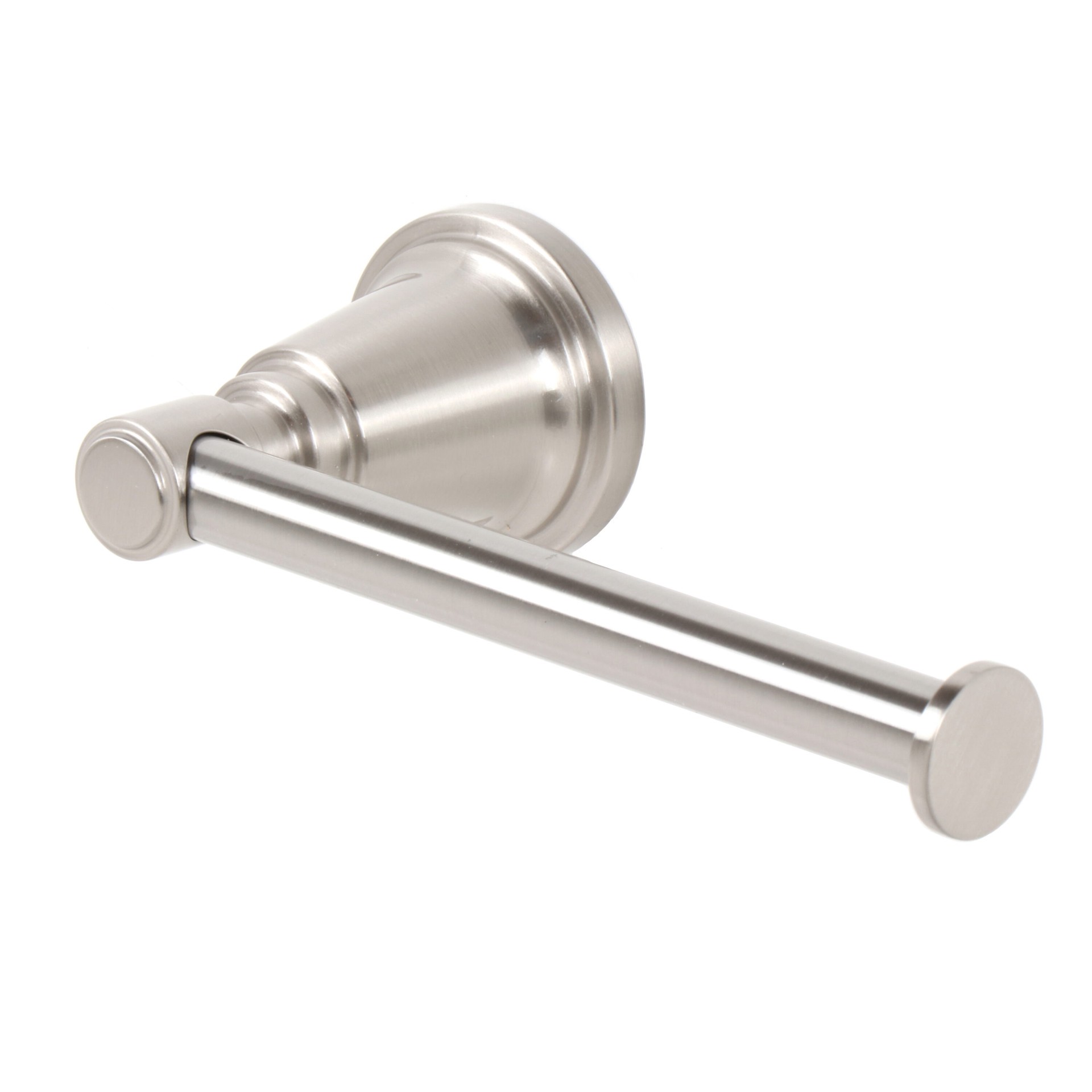 slide 4 of 6, allen + roth 3 -Piece Townley Brushed Nickel Decorative Bathroom Hardware Set Towel Bar, Toilet Paper Holder, Towel Ring Included, 1 ct