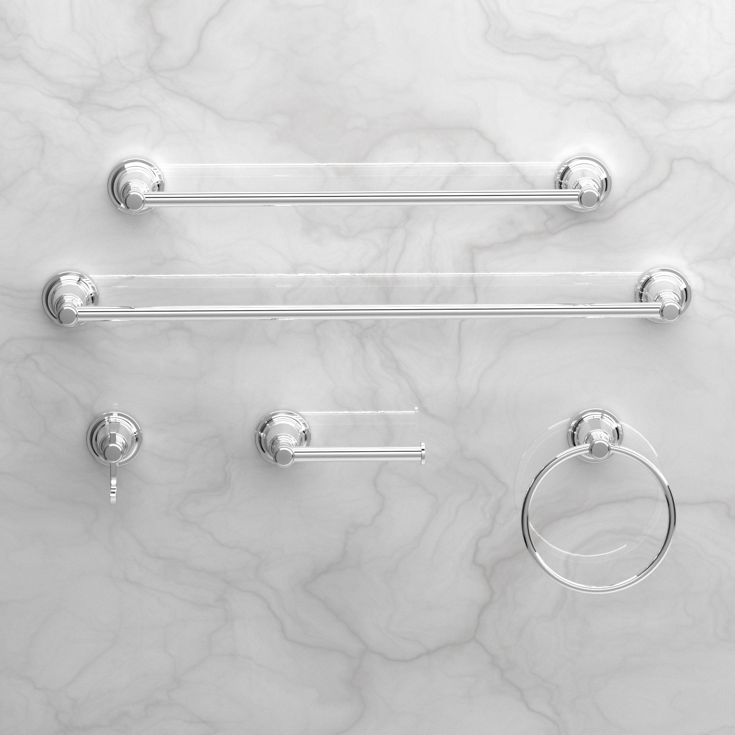 slide 5 of 5, allen + roth Townley 24-in Chrome Wall mount Single Towel Bar, 1 ct