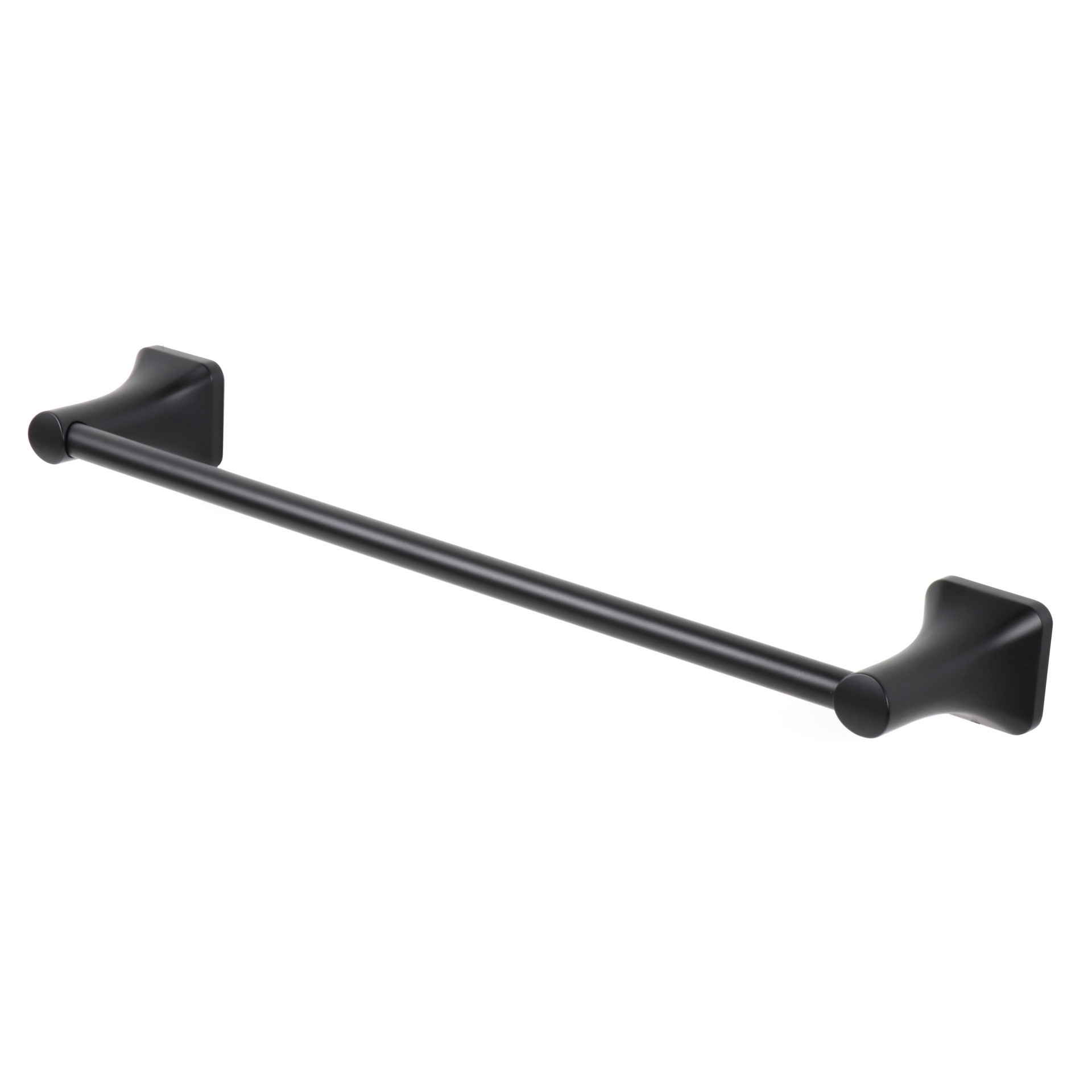 slide 5 of 6, allen + roth 3 -Piece Dunmore Matte Black Decorative Bathroom Hardware Set Towel Bar, Toilet Paper Holder, Towel Ring Included, 1 ct