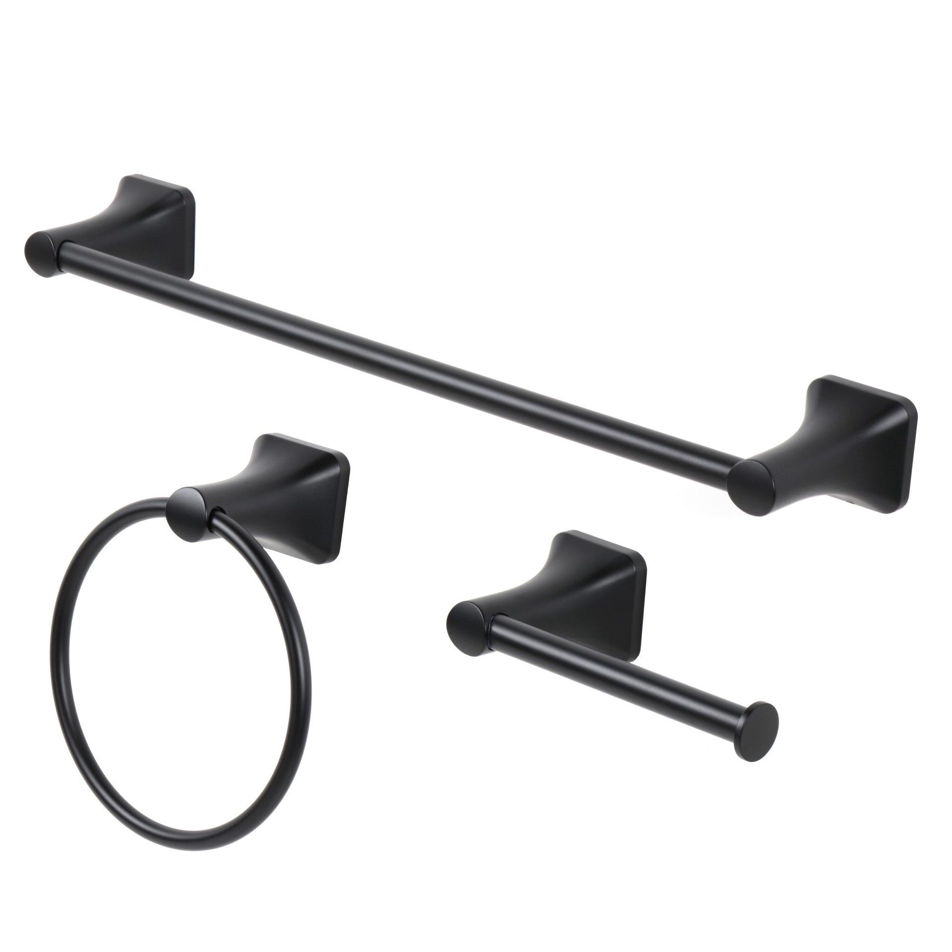 slide 5 of 5, allen + roth Dunmore Matte Black Wall mount Single Towel Ring, 1 ct