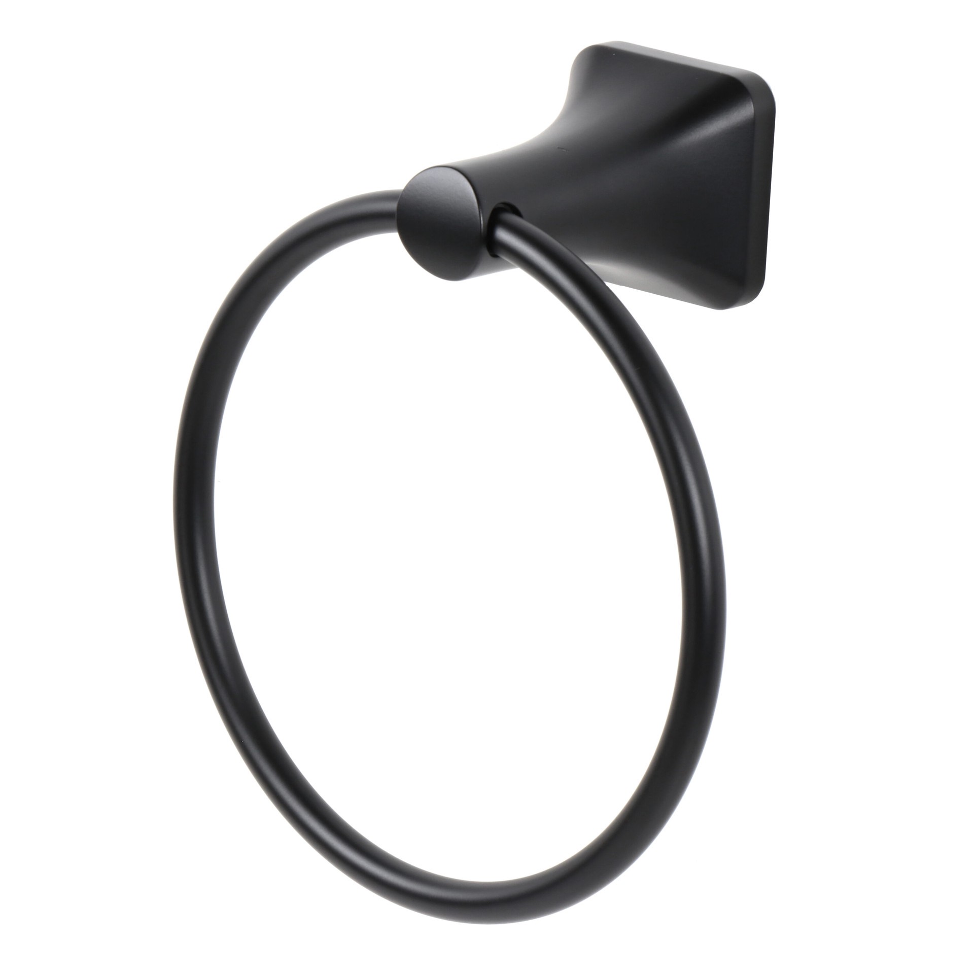 slide 1 of 5, allen + roth Dunmore Matte Black Wall mount Single Towel Ring, 1 ct