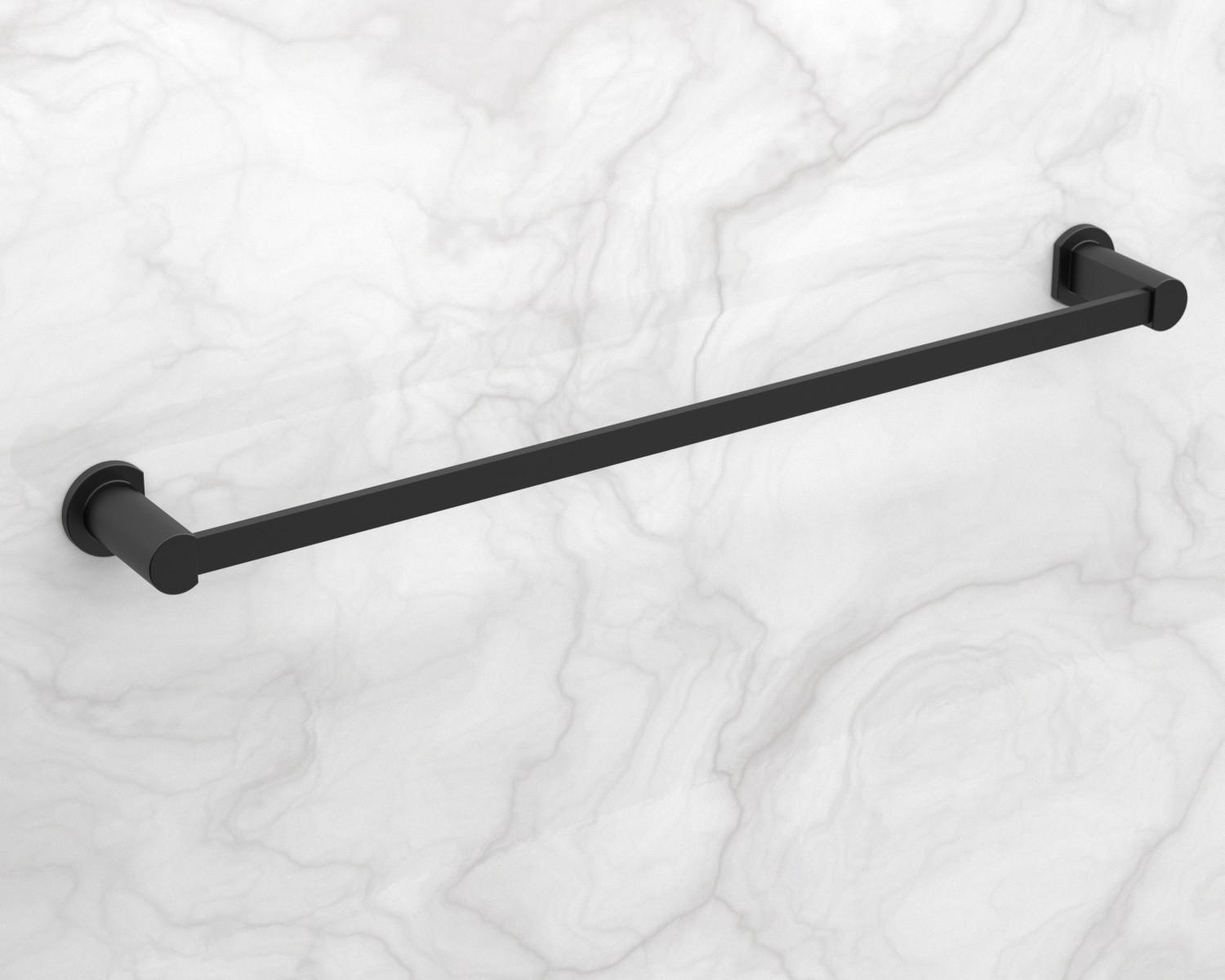 slide 2 of 5, allen + roth Veda 24-in Matte Black Wall mount Single Towel Bar, 1 ct