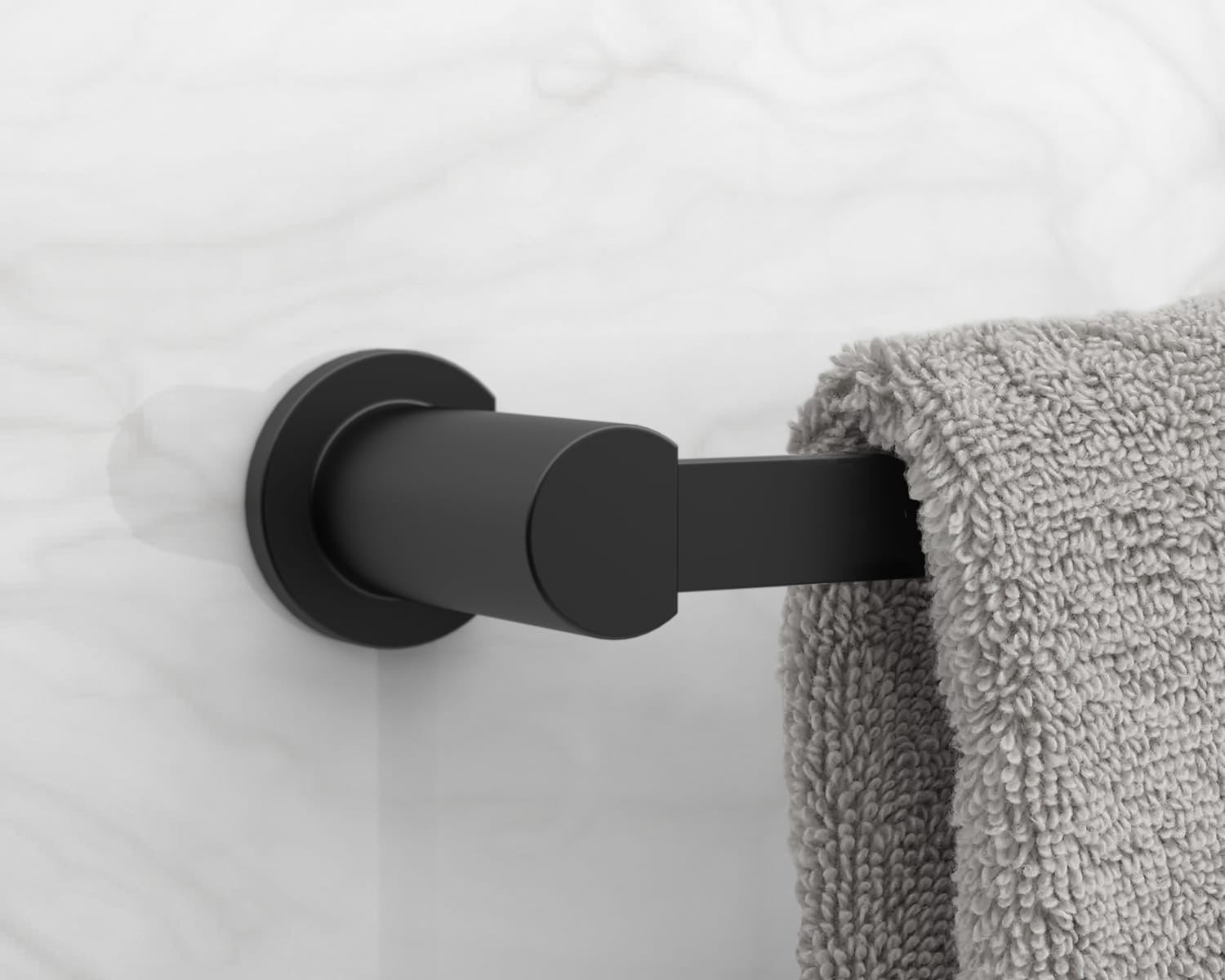 slide 4 of 5, allen + roth Veda 24-in Matte Black Wall mount Single Towel Bar, 1 ct