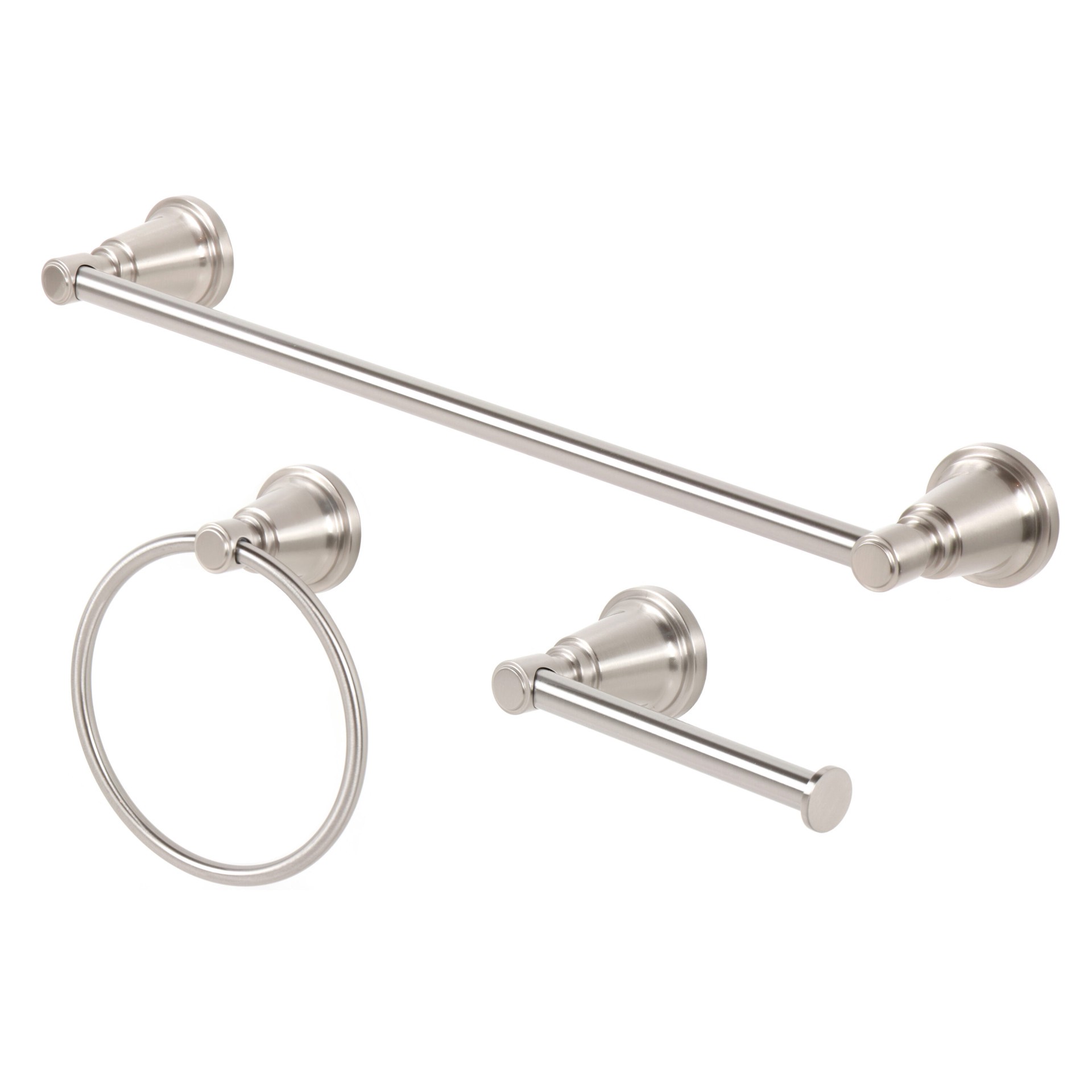 slide 5 of 5, allen + roth Townley Brushed Nickel Wall mount Single post Toilet Paper Holder 1 -Rolls, 1 ct