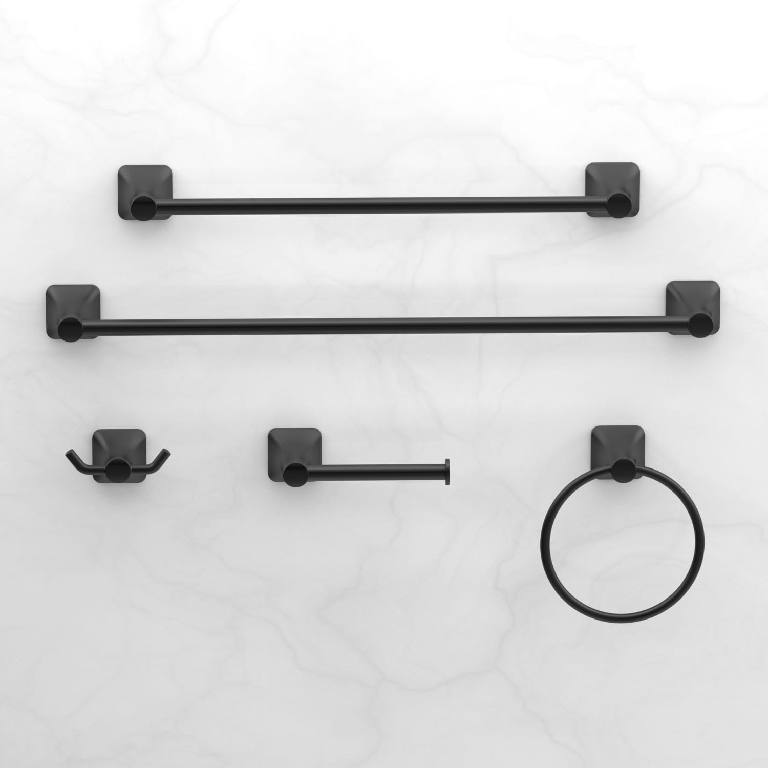 slide 5 of 5, allen + roth Dunmore 24-in Matte Black Wall mount Single Towel Bar, 1 ct