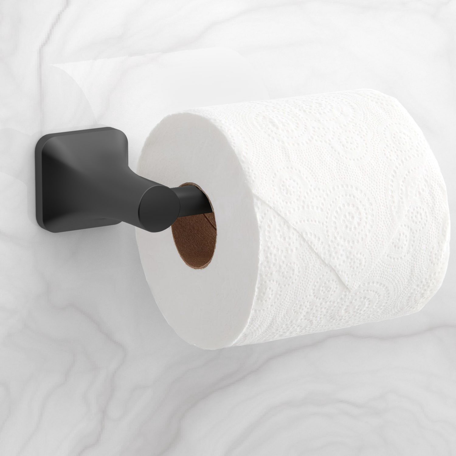 slide 3 of 5, allen + roth Dunmore Matte Black Wall mount Single post Toilet Paper Holder 1 -Rolls, 1 ct