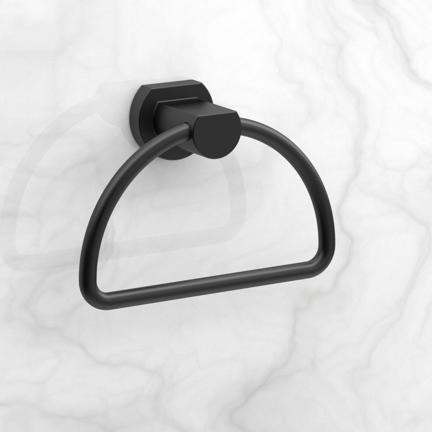 slide 2 of 5, allen + roth Veda Matte Black Wall mount Single Towel Ring, 1 ct