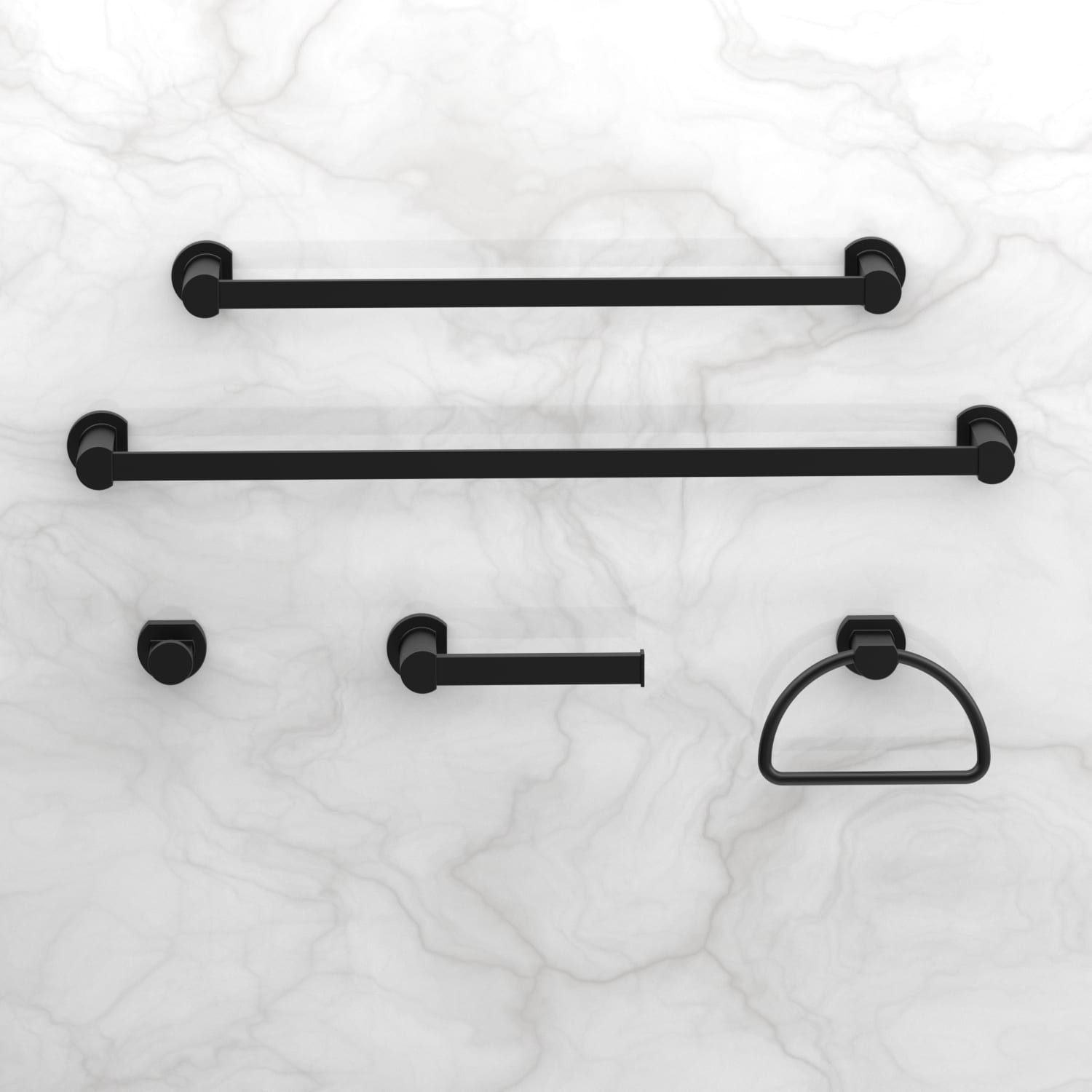 slide 4 of 5, allen + roth Veda Matte Black Wall mount Single Towel Ring, 1 ct