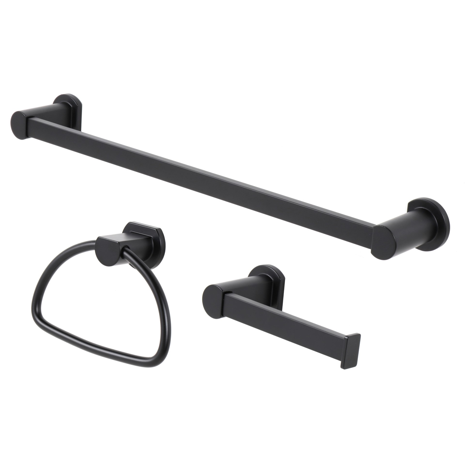 slide 5 of 5, allen + roth Veda Matte Black Wall mount Single Towel Ring, 1 ct