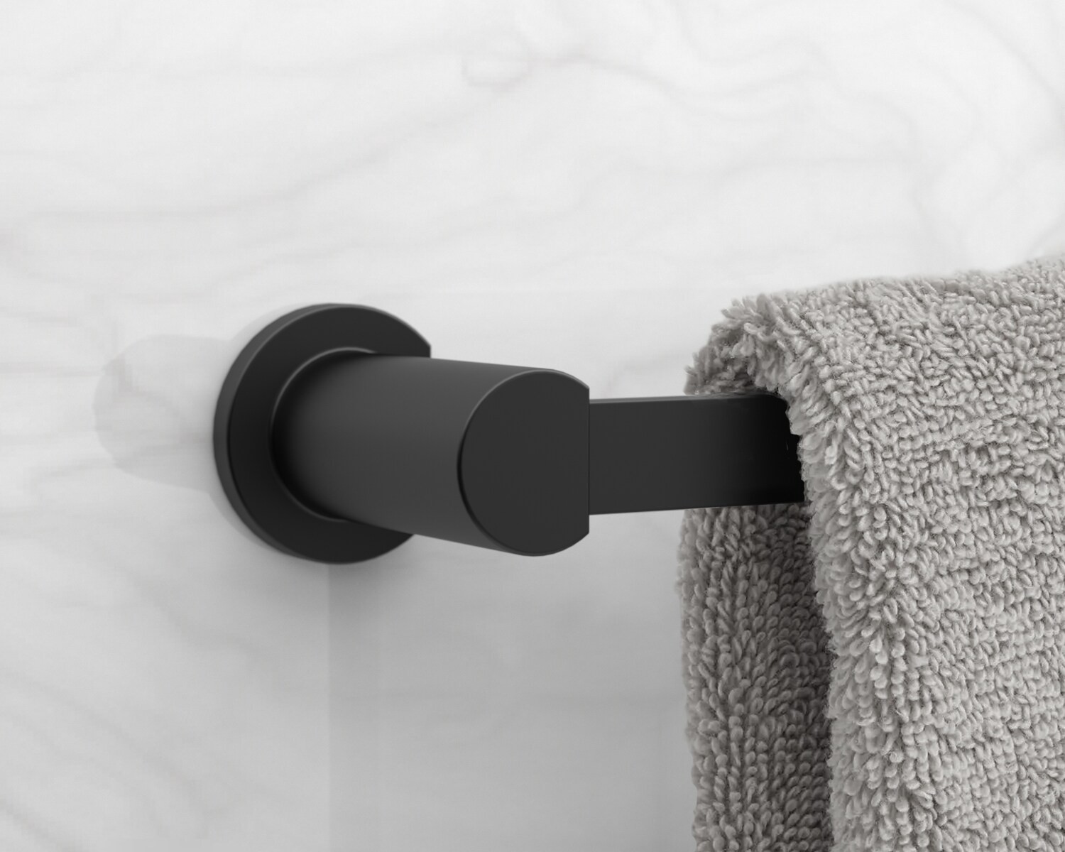 slide 4 of 6, allen + roth Veda 18-in Matte Black Wall mount Single Towel Bar, 1 ct