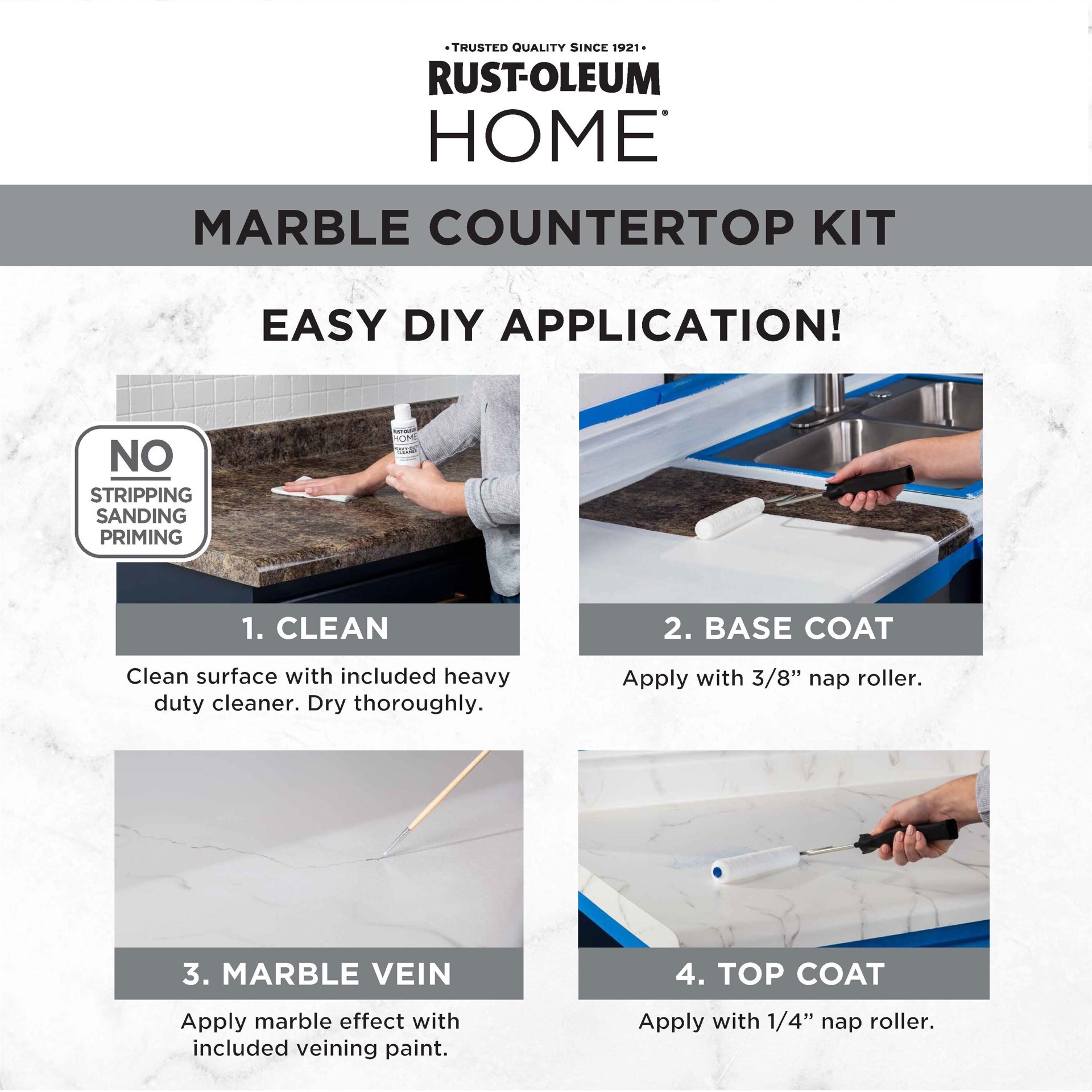 slide 5 of 6, Rust-Oleum Home Countertop White Marble Satin Countertop Refinishing kit, 1 ct