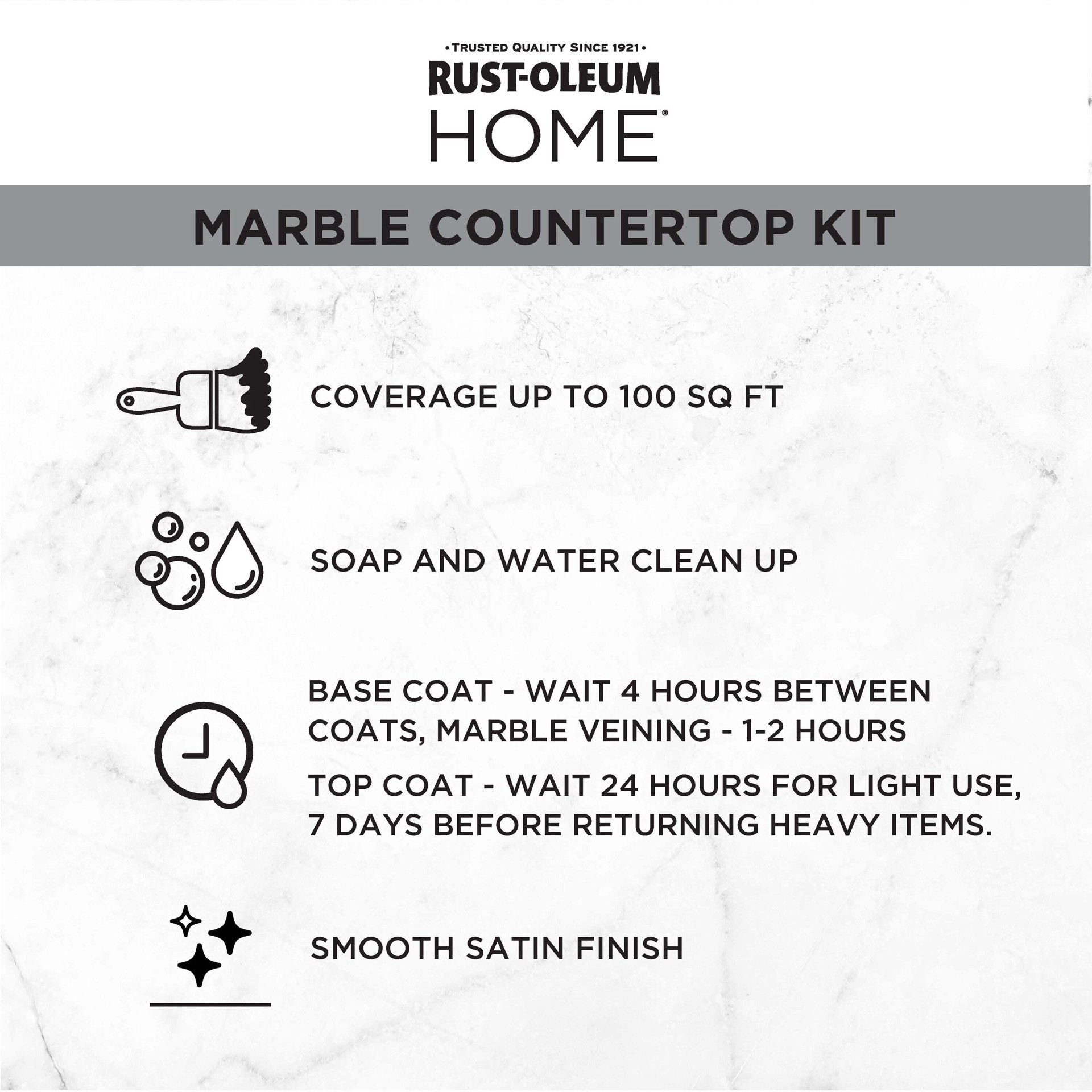 slide 6 of 6, Rust-Oleum Home Countertop White Marble Satin Countertop Refinishing kit, 1 ct