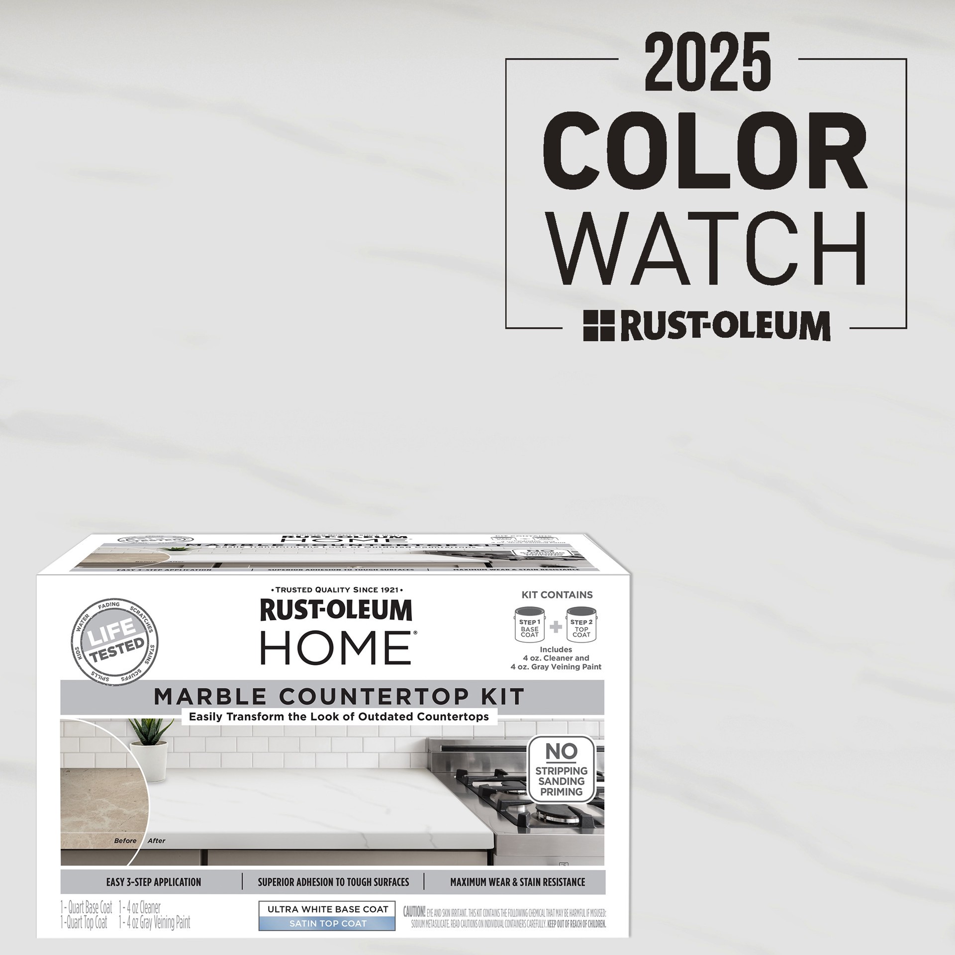 slide 1 of 6, Rust-Oleum Home Countertop White Marble Satin Countertop Refinishing kit, 1 ct