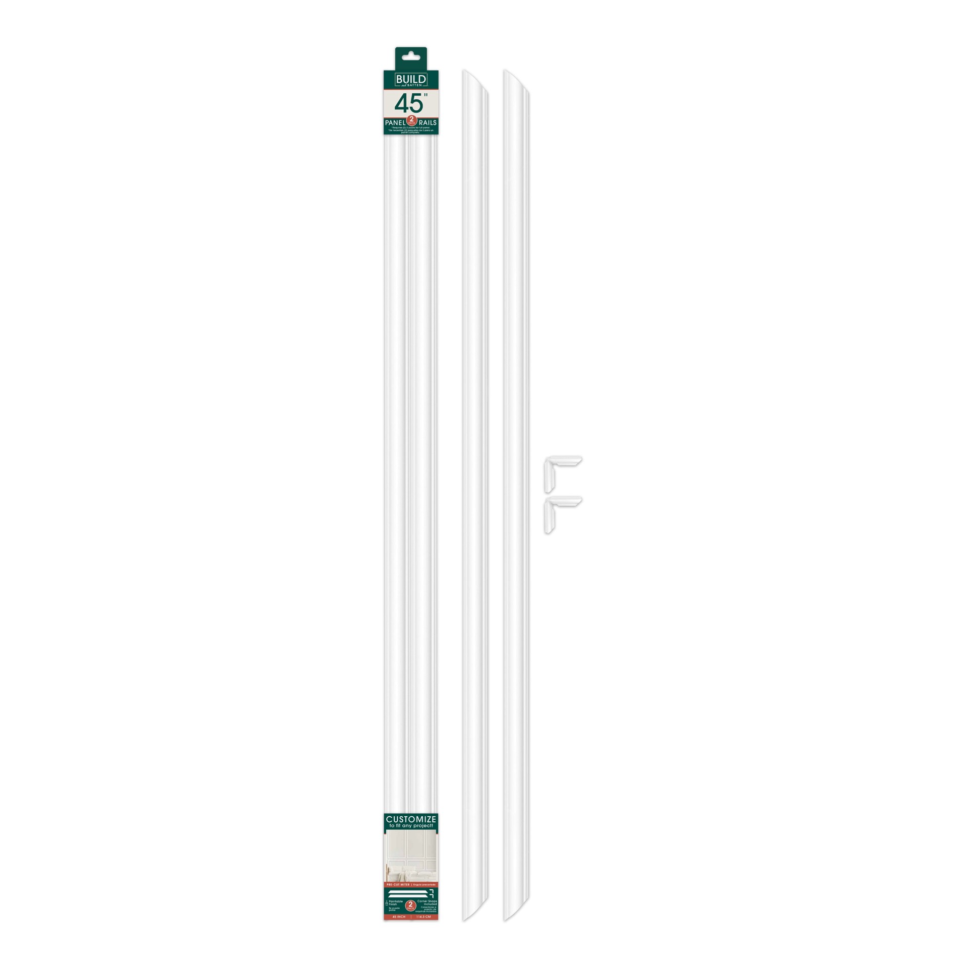 slide 2 of 6, BUILD and BATTEN Wall Panel Rail Kit Finished Polystyrene Strip Picture Frame Moulding 2 -Pack, 1 ct