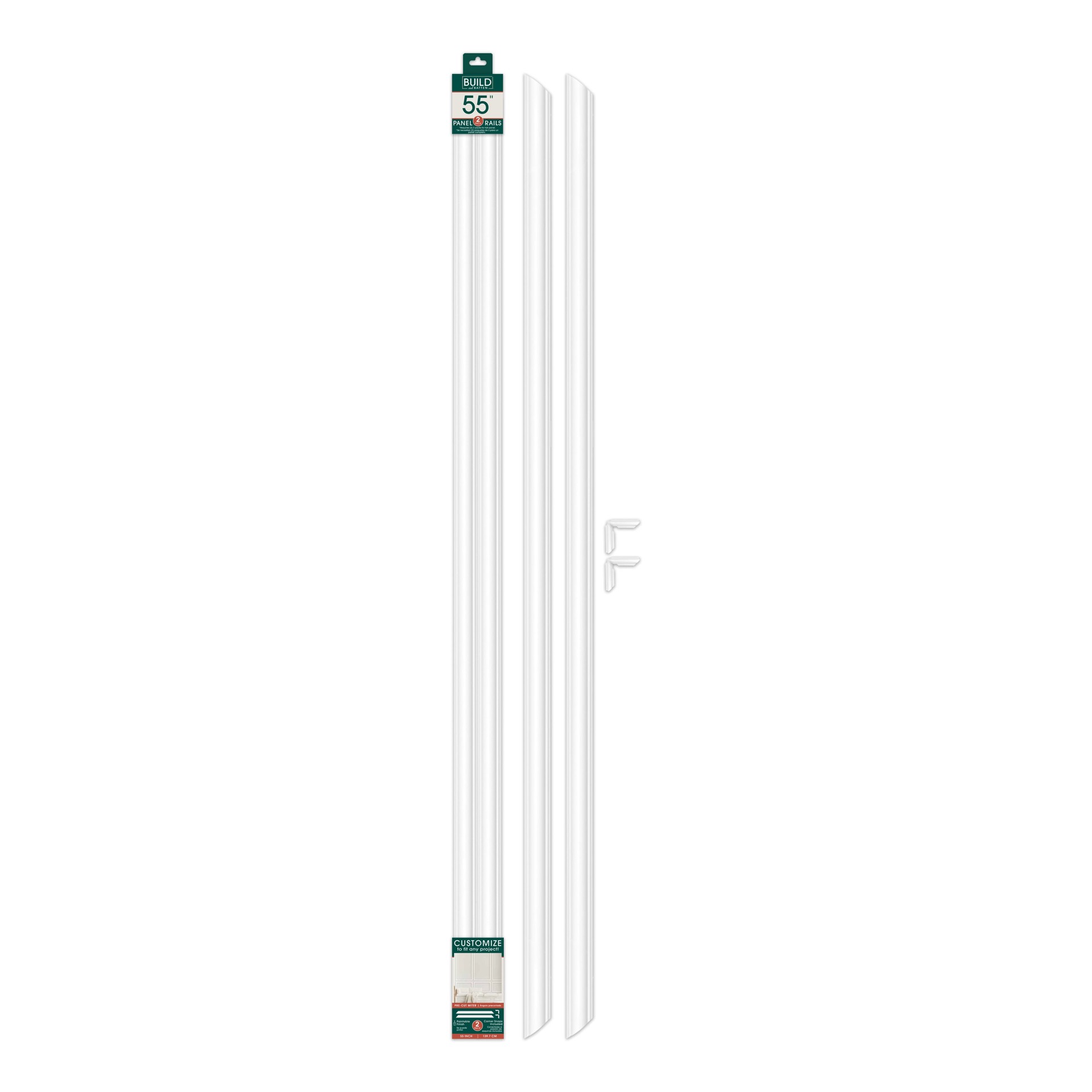 slide 2 of 6, BUILD and BATTEN Wall Panel Rail Kit Finished Polystyrene Strip Picture Frame Moulding 2 -Pack, 1 ct