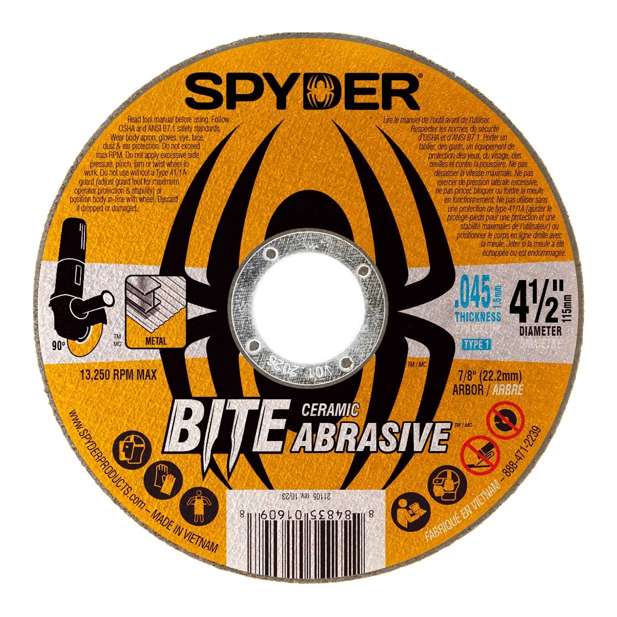 slide 1 of 6, Spyder Bite 4.5-in Ceramic Cut-off Wheel, 1 ct