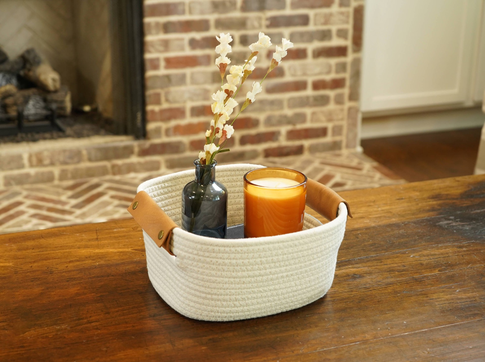 slide 3 of 6, Origin 21 Medium Cream Polypropylene Decorative Basket, 1 ct